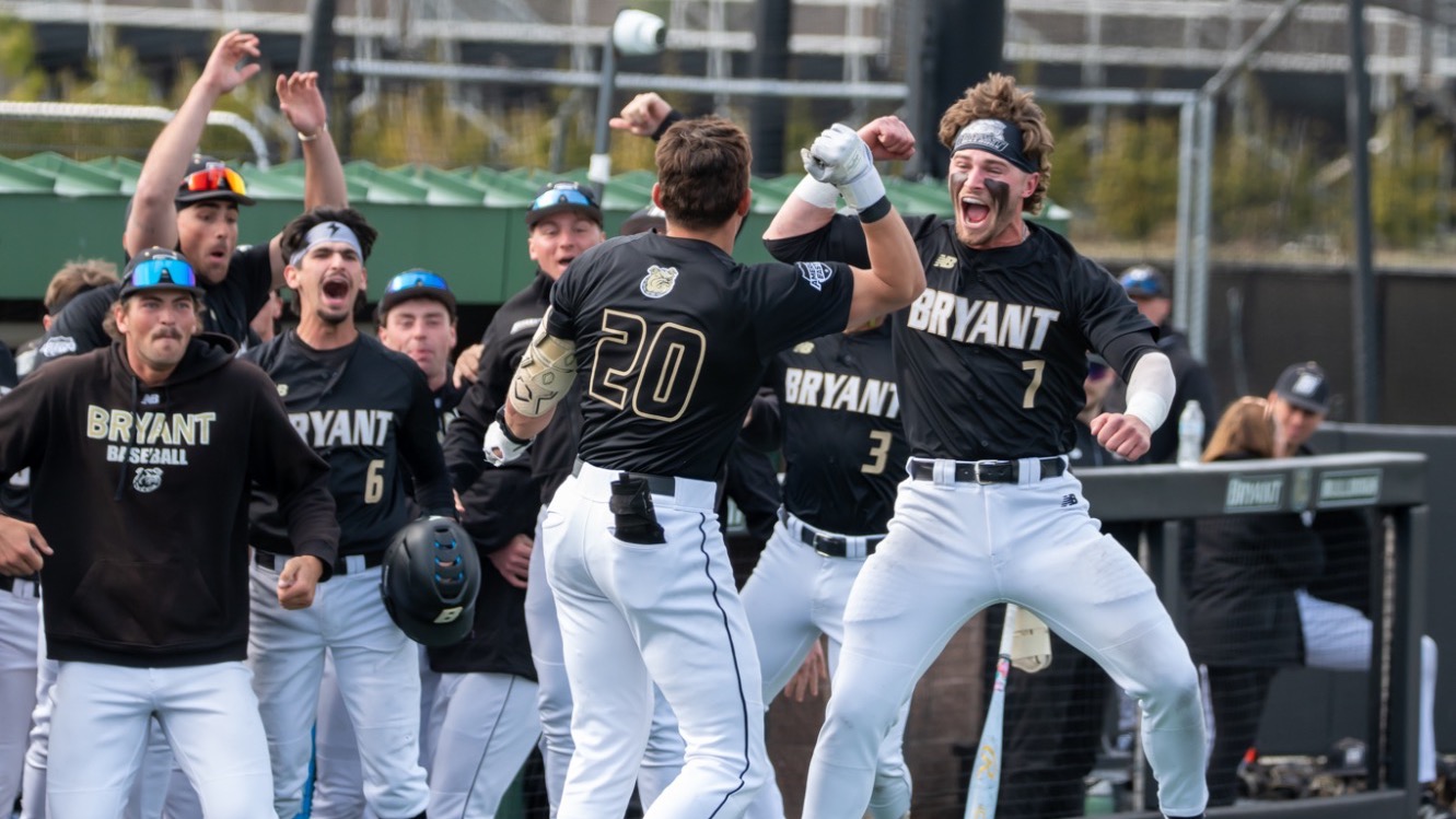 Baseball Celebrates a home run vs UAlbany