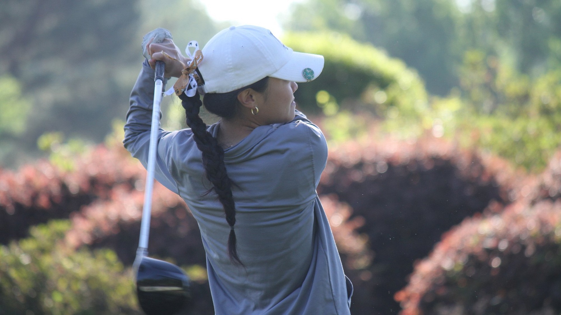 Jenelle Valera following through a drive at OVC champ