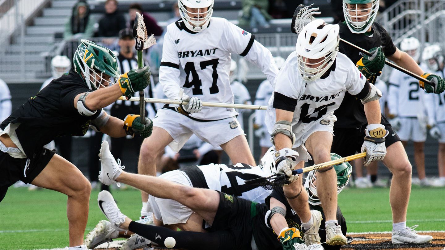 Bulldogs and Catamounts scrapping for the ground ball