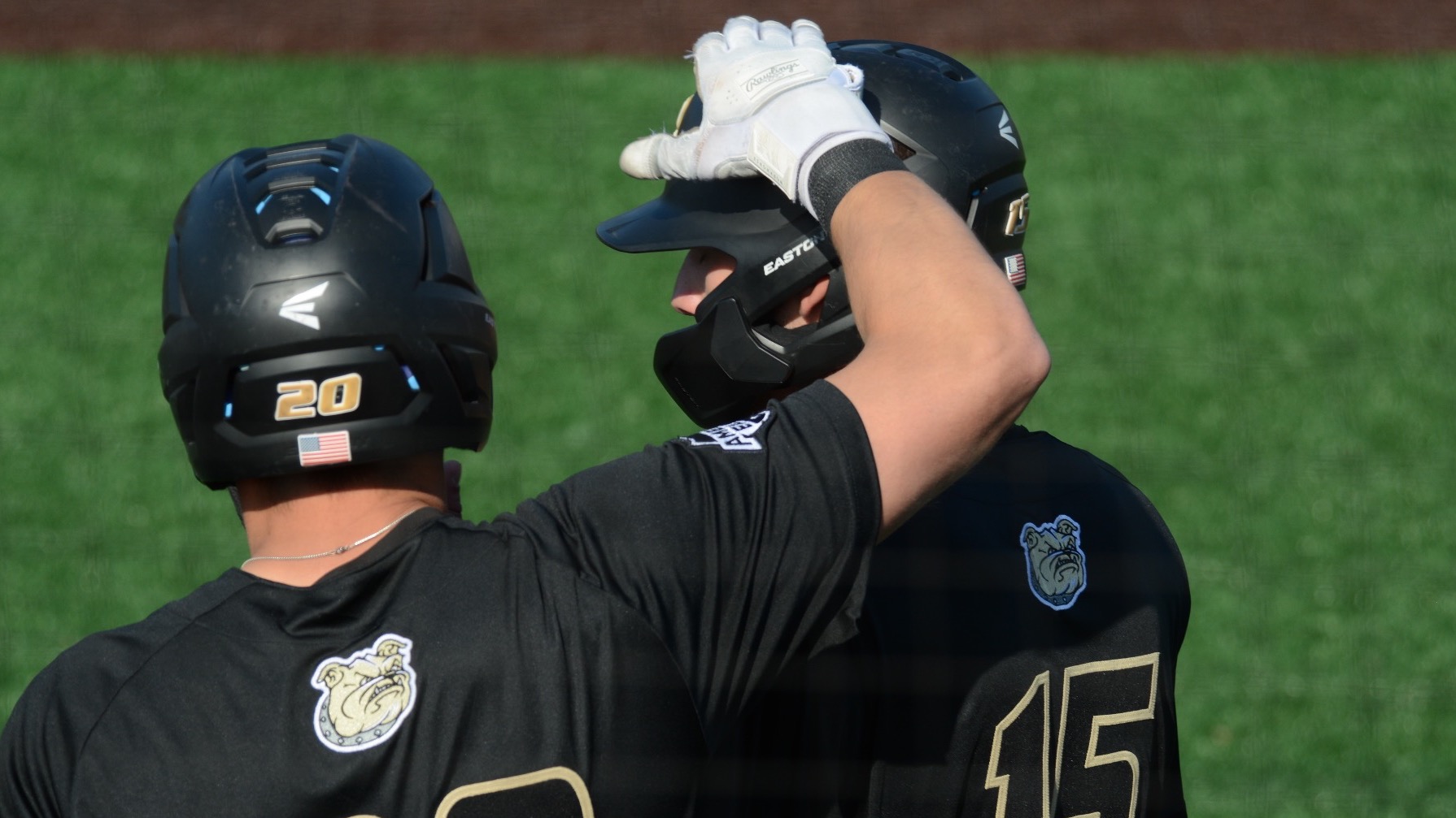 Charlie Saul hugs Jacob Gaudreau 