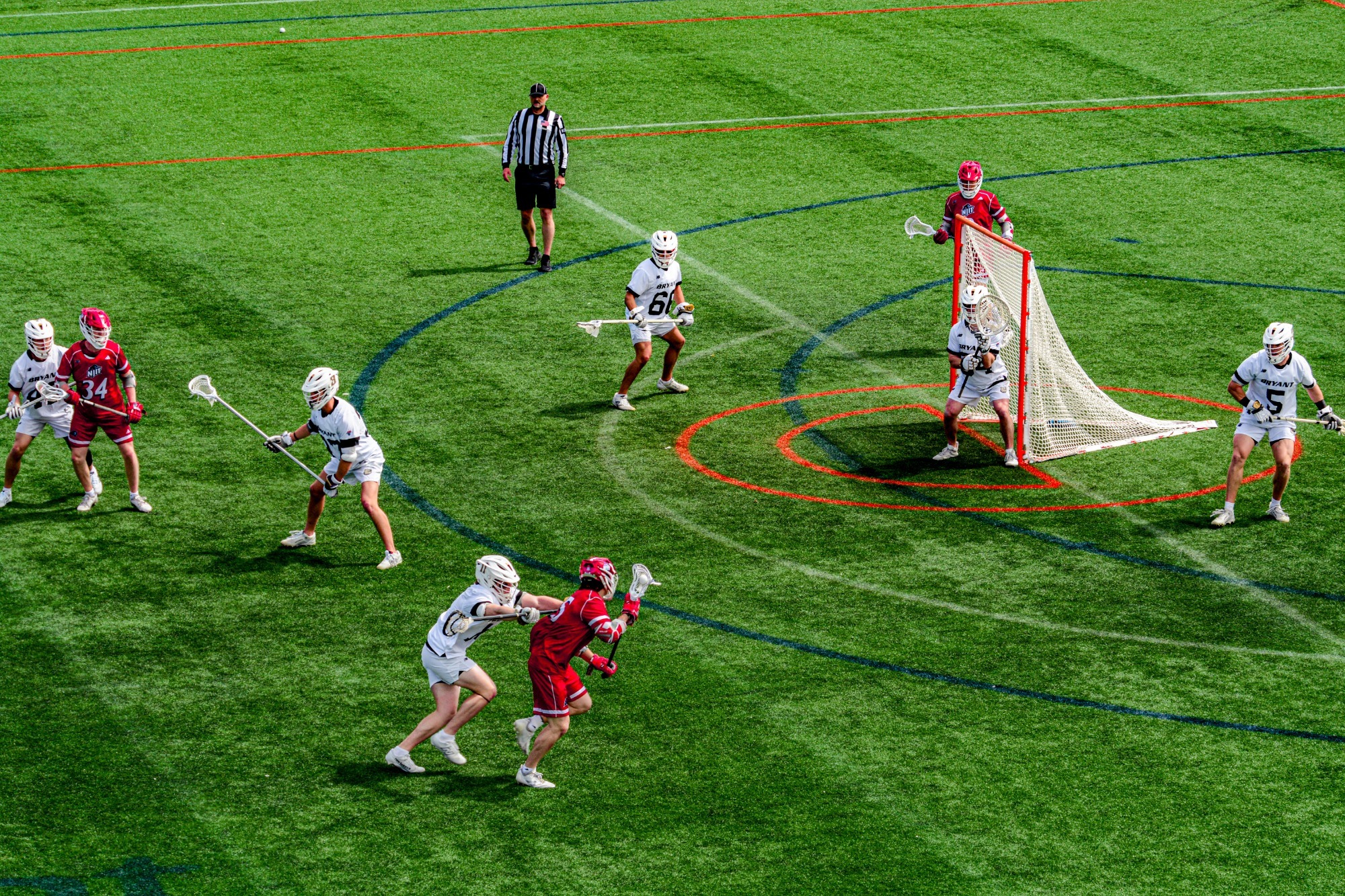 Bryant Lacrosse defense in position against the NJIT attack