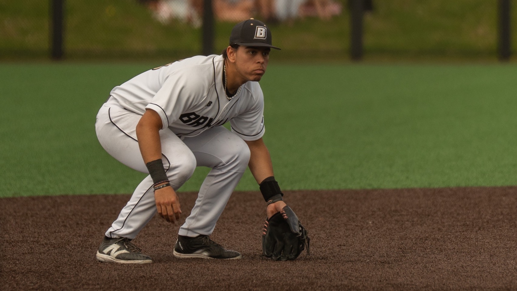 Ellis Garcia readies for a play vs UMBC