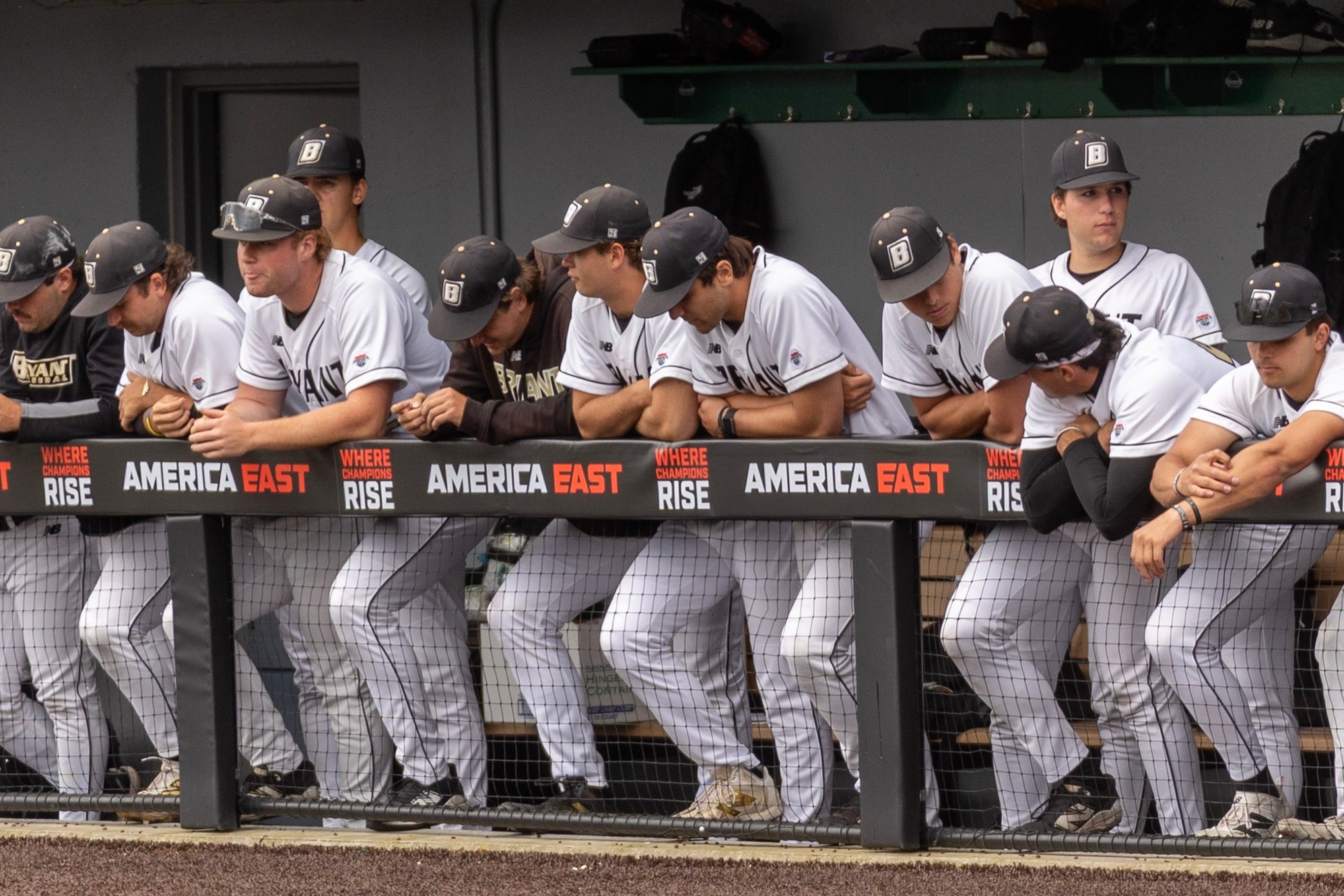 Bryant Baseball Bench vs UML in AE Tournament