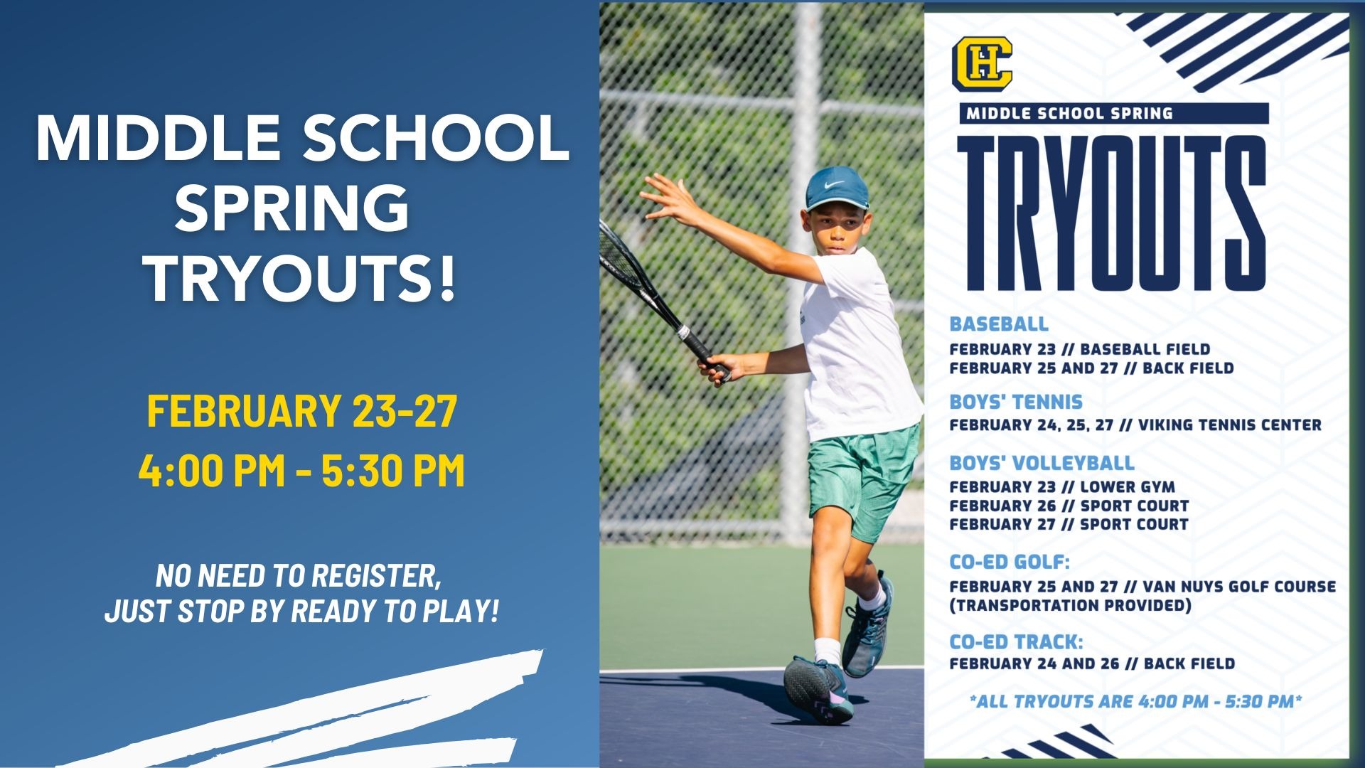 New Dates - MS Spring Tryouts