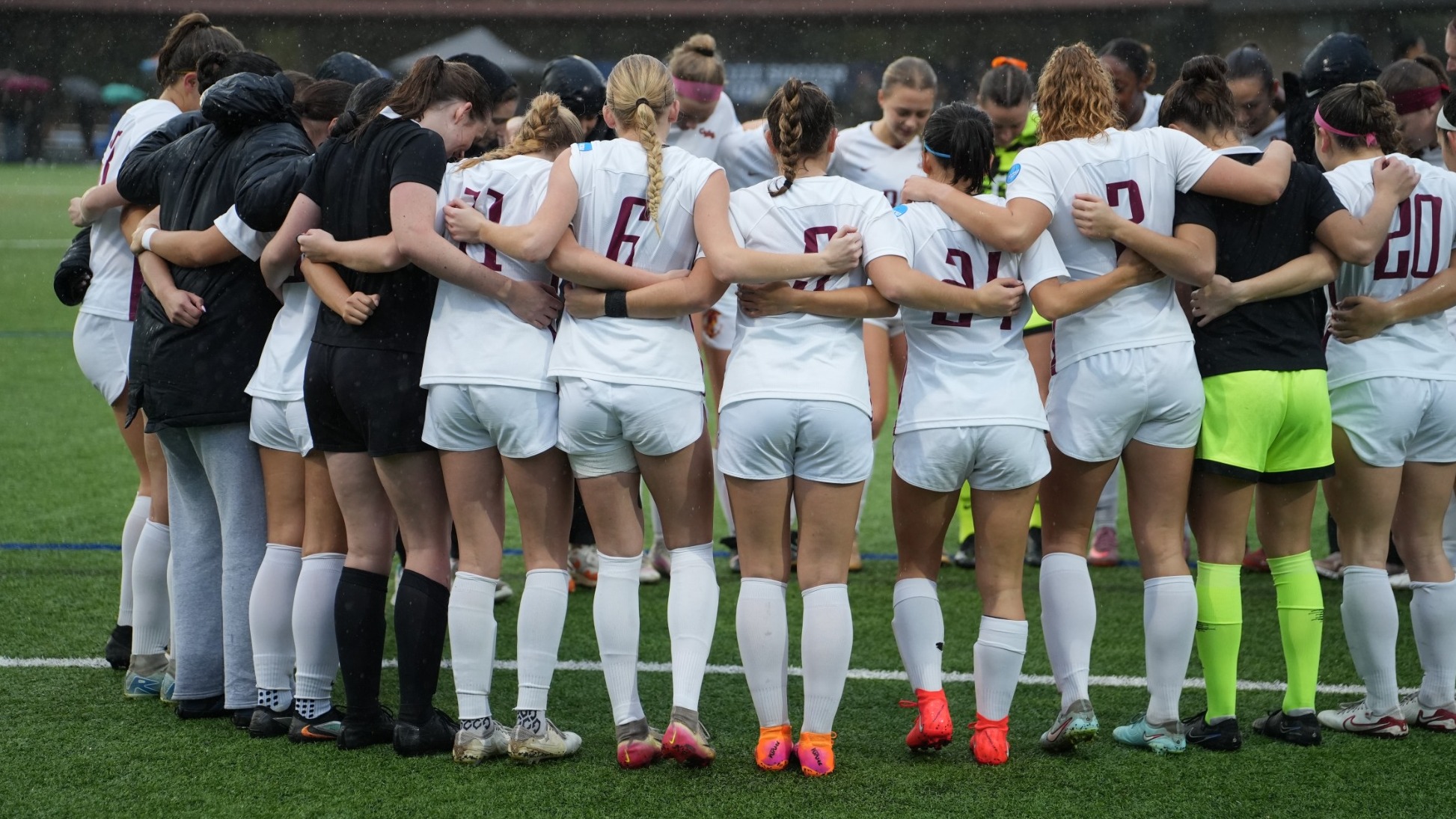 CMS Women's Soccer huddle