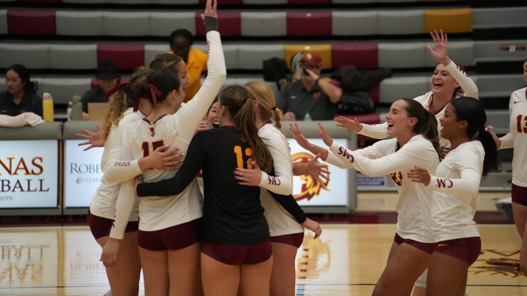 CMS Volleyball celebrating a win