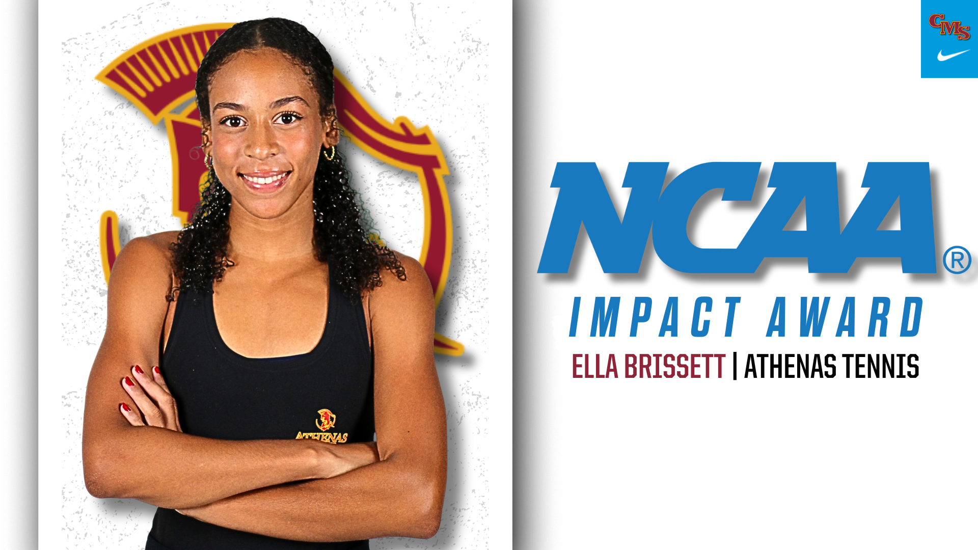 Ella Brissett posed shot with NCAA logo and words 