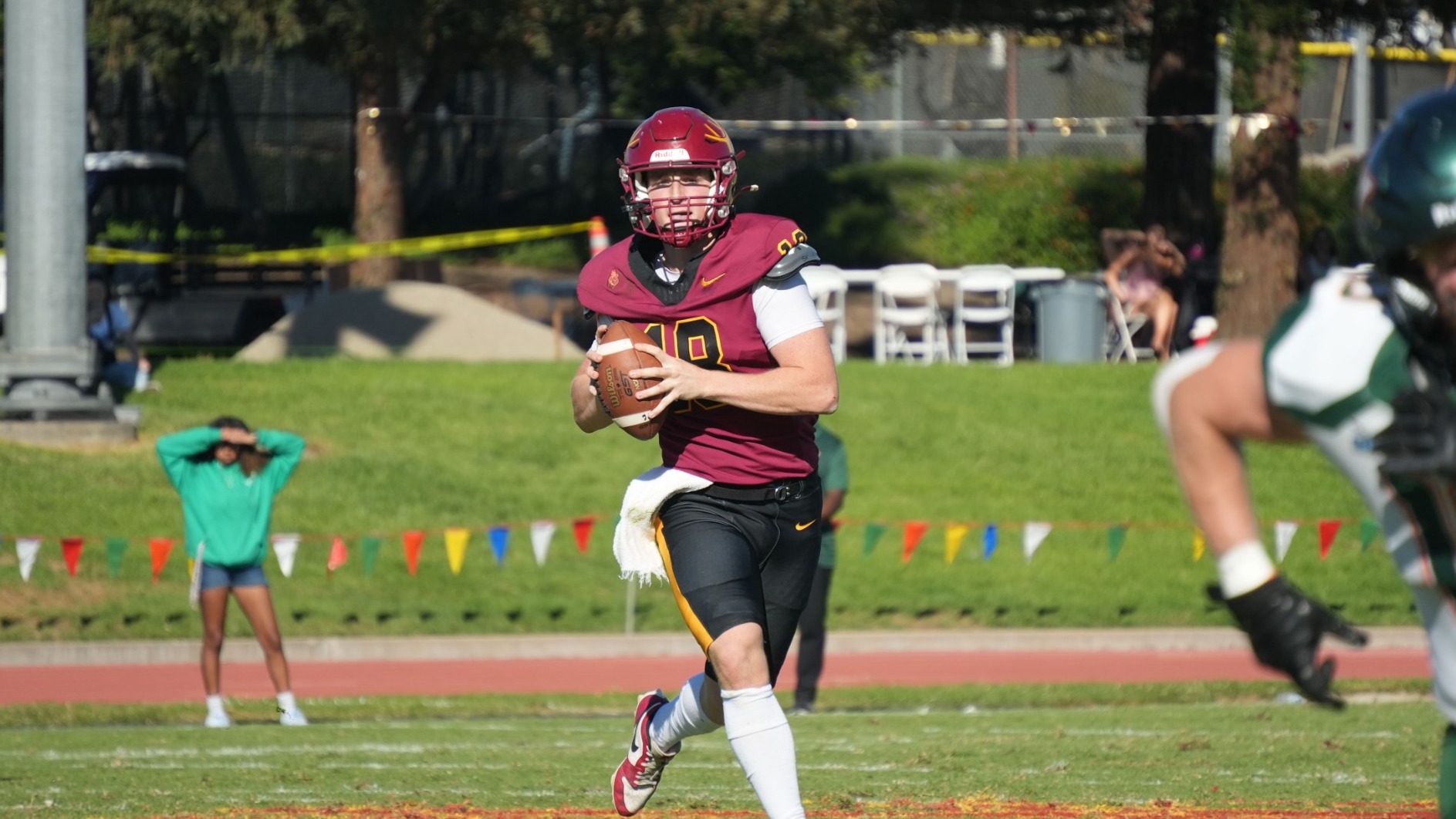 Robert Litscher running with the football