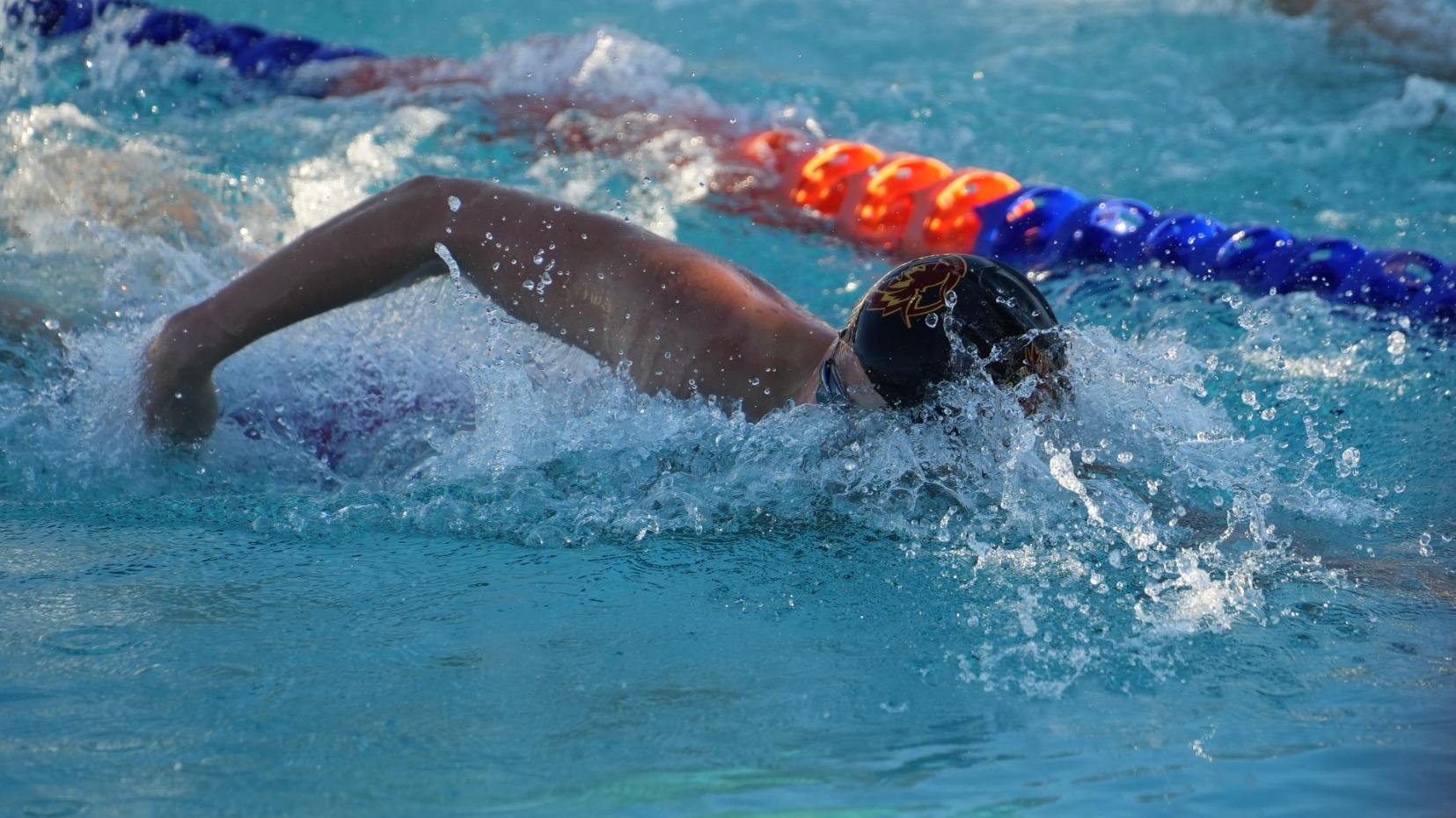 William Jones swimming the freestyle