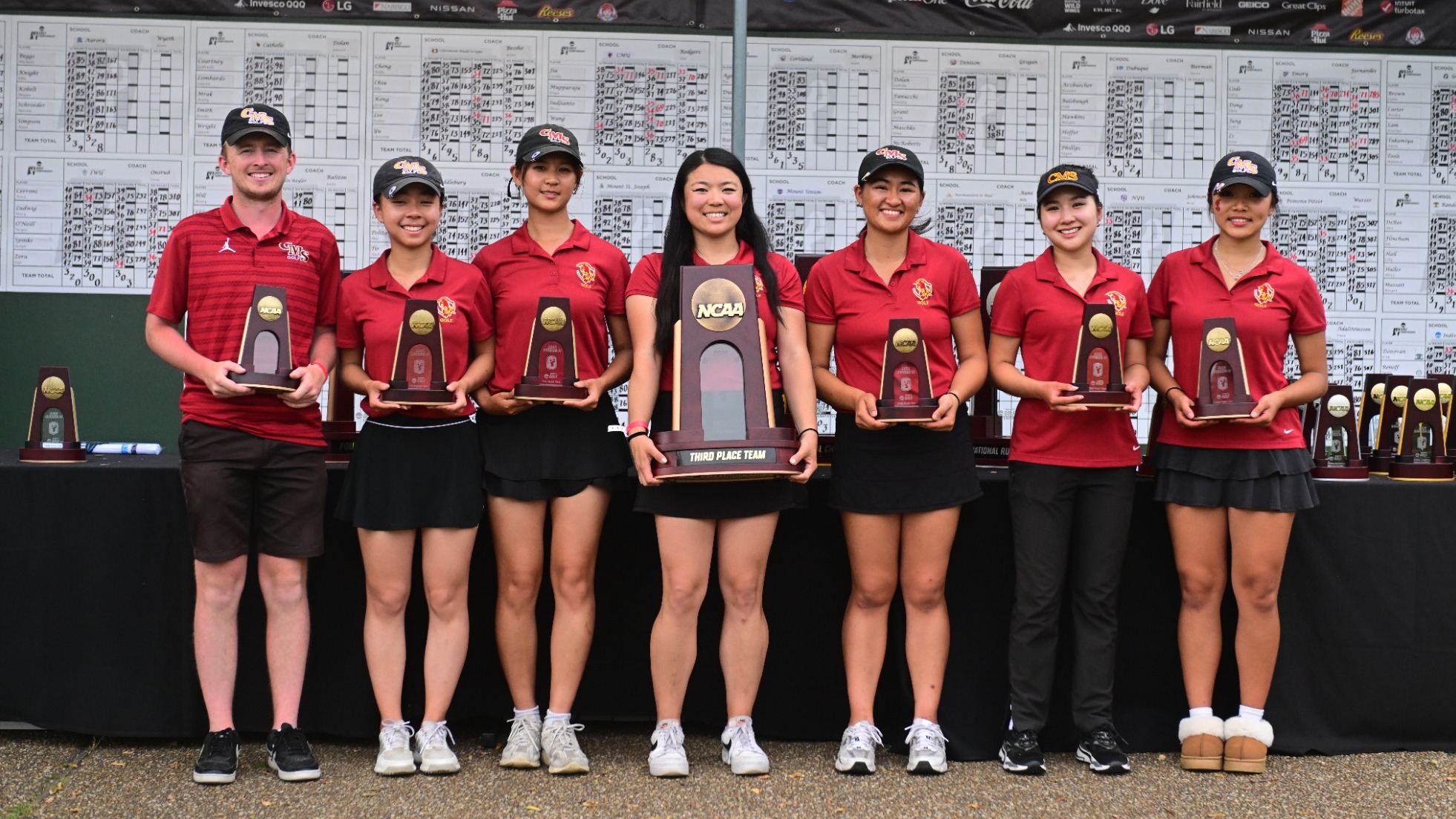 CMS Women's Golf with championship banner