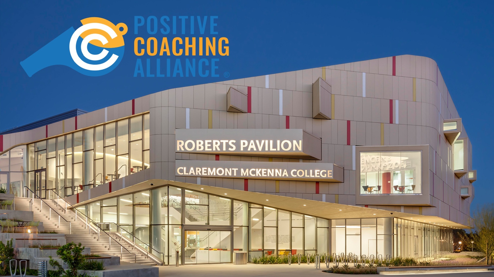 Roberts Pavilion with Positive Coaching Alliance logo