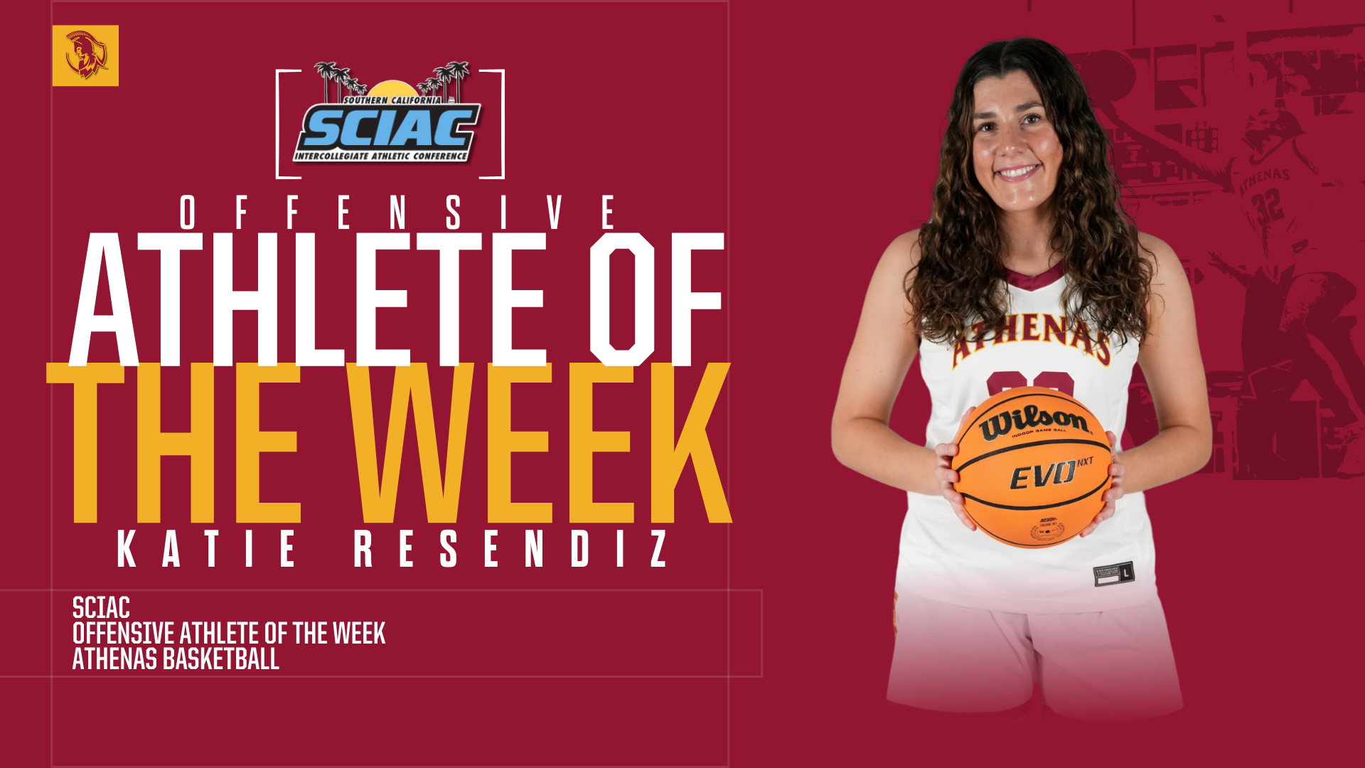 Katie Resendiz posed shot and ghosted action shot with the words 