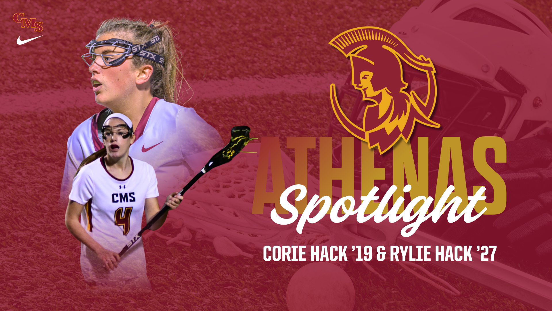 Corie Hack and Rylie Hack action shots with the words Athenas Spotlight