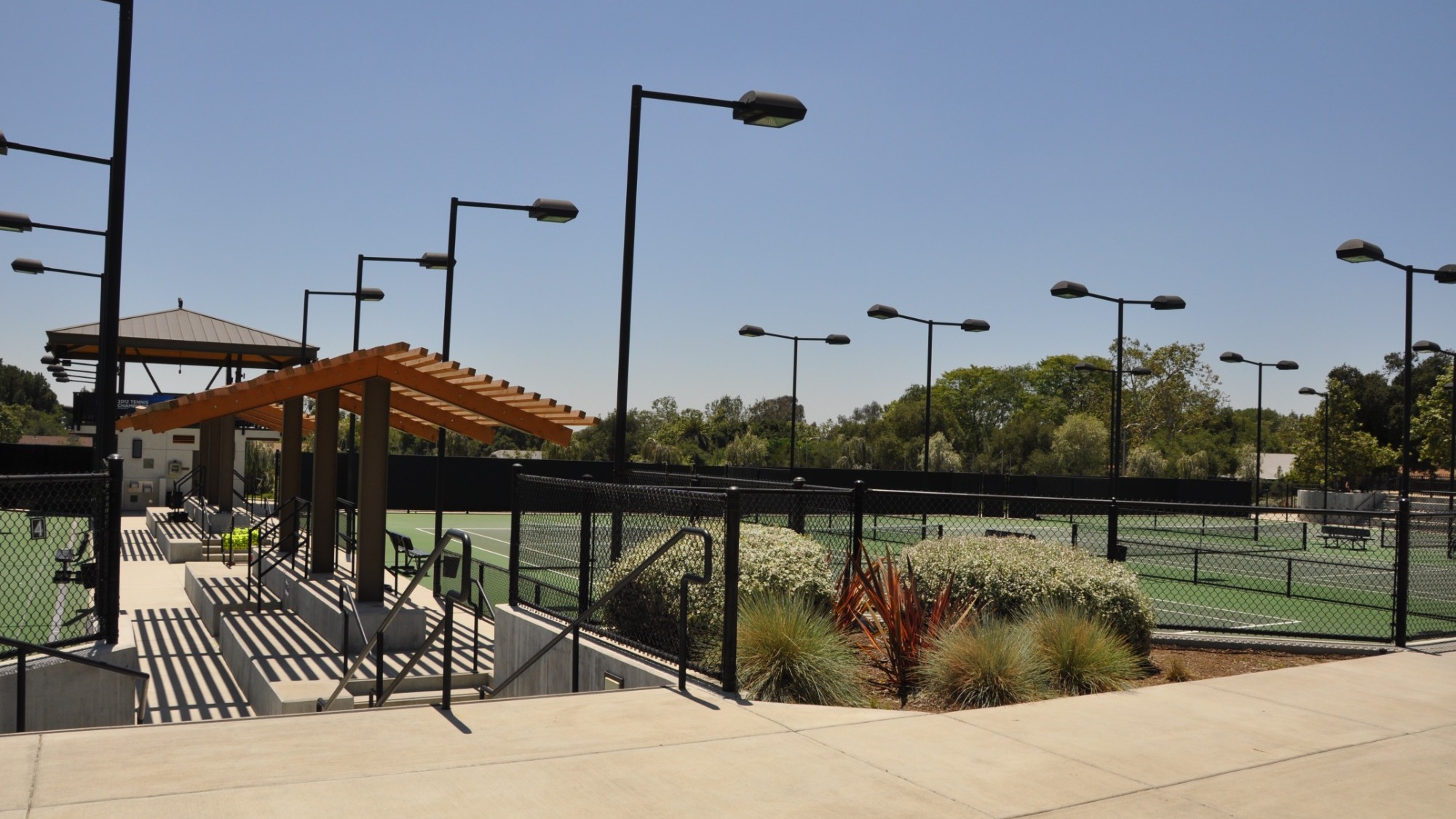 A view of the Biszantz Family Tennis Center from the bleacher section