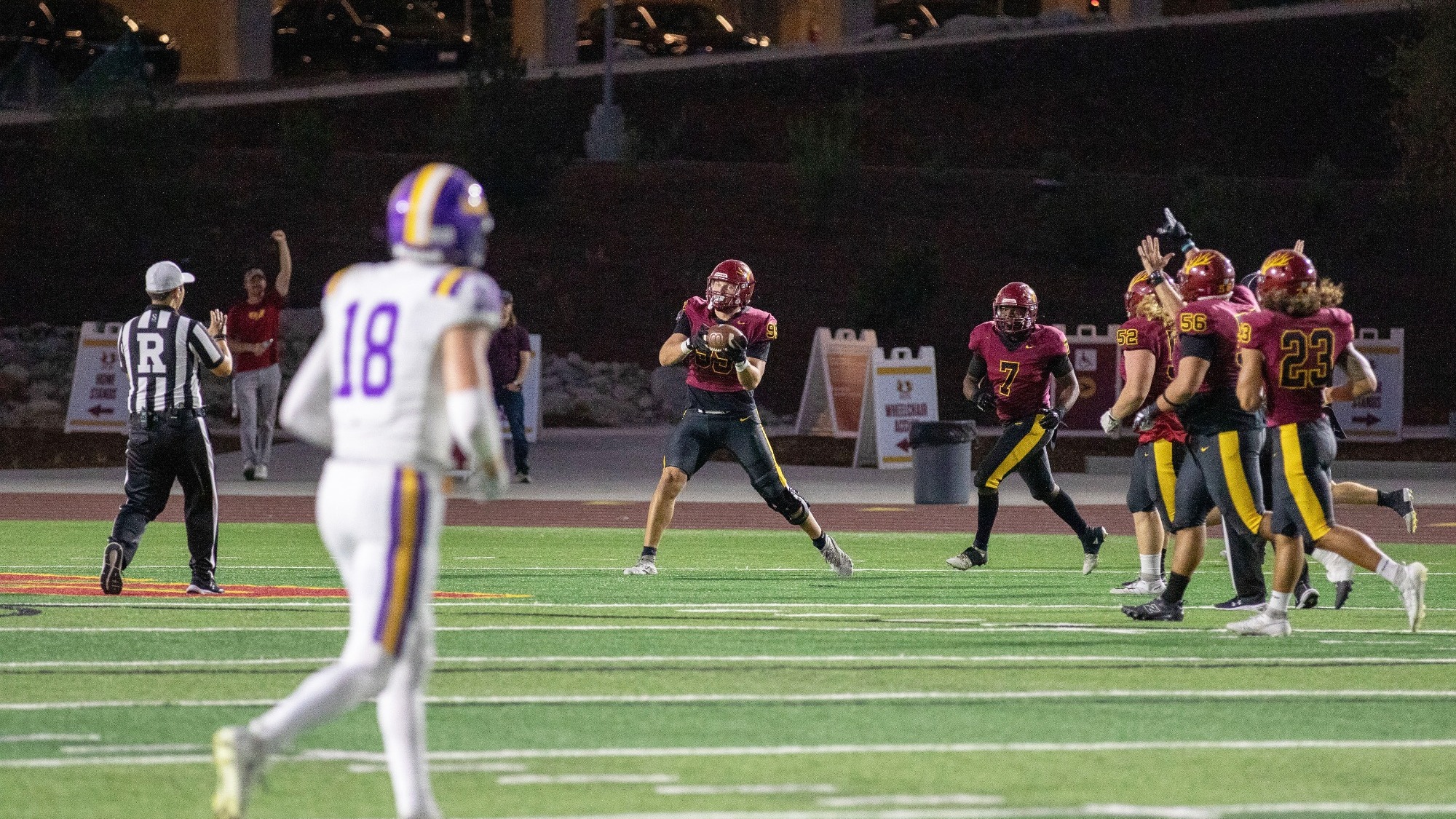 Evan Gerber in the end zone