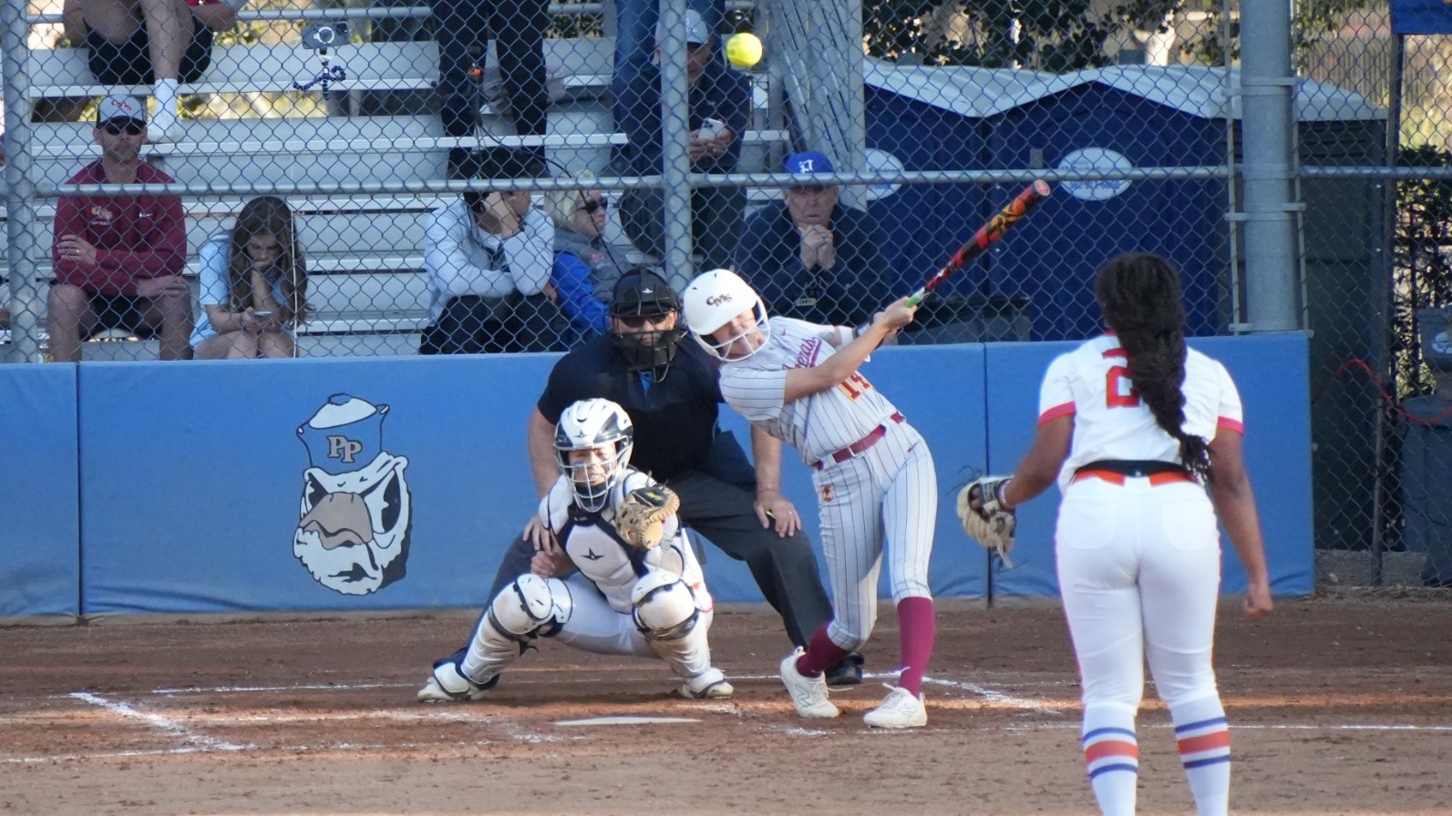 Averi O hitting a double