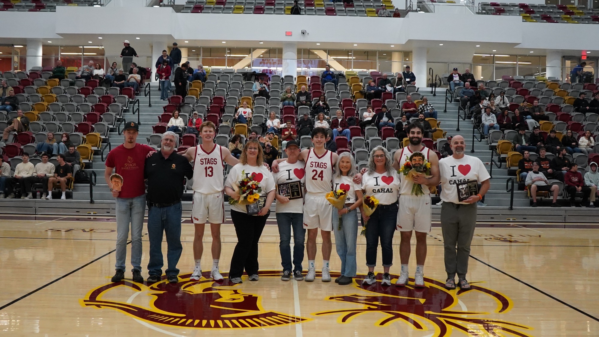 CMS men's basketball honored Cahal Connolly, Luke Jacobson and James Frye for Senior day. 
