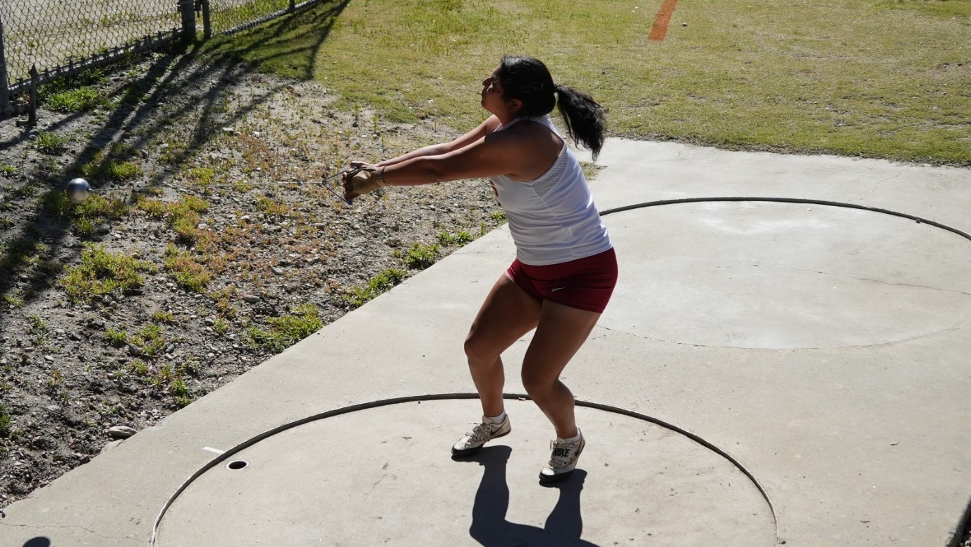 Emily Ortiz throwing the hammer