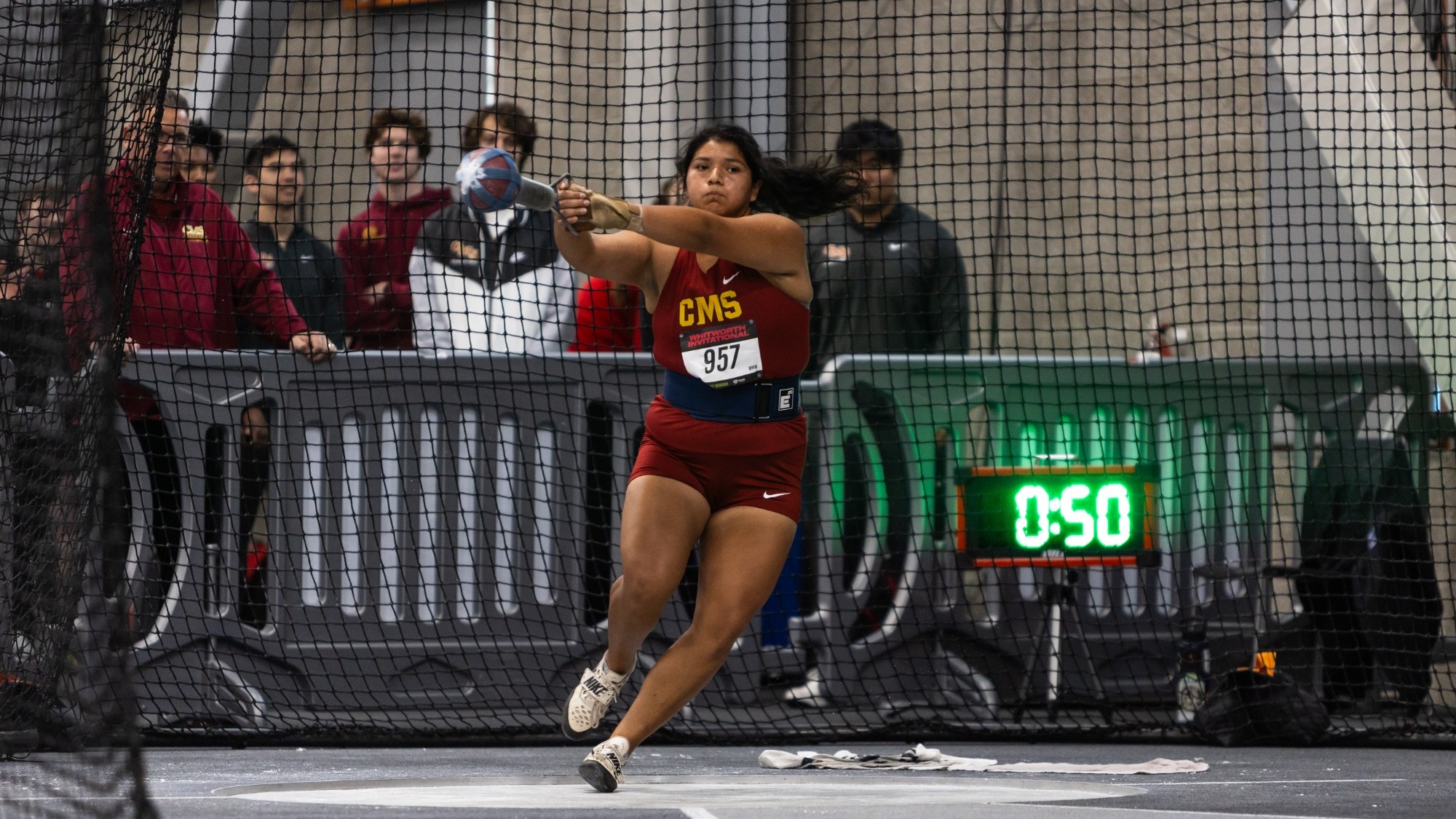 Emily Ortiz in the weight throw
