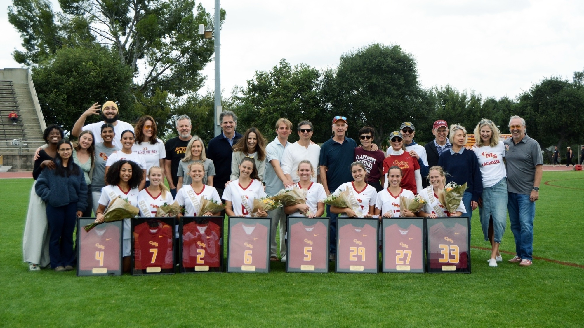 CMS Lacrosse Seniors group photo with families