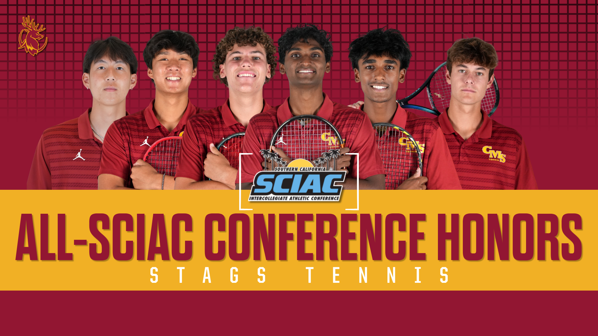 All-SCIAC Men's Tennis posed shots of the six winners 