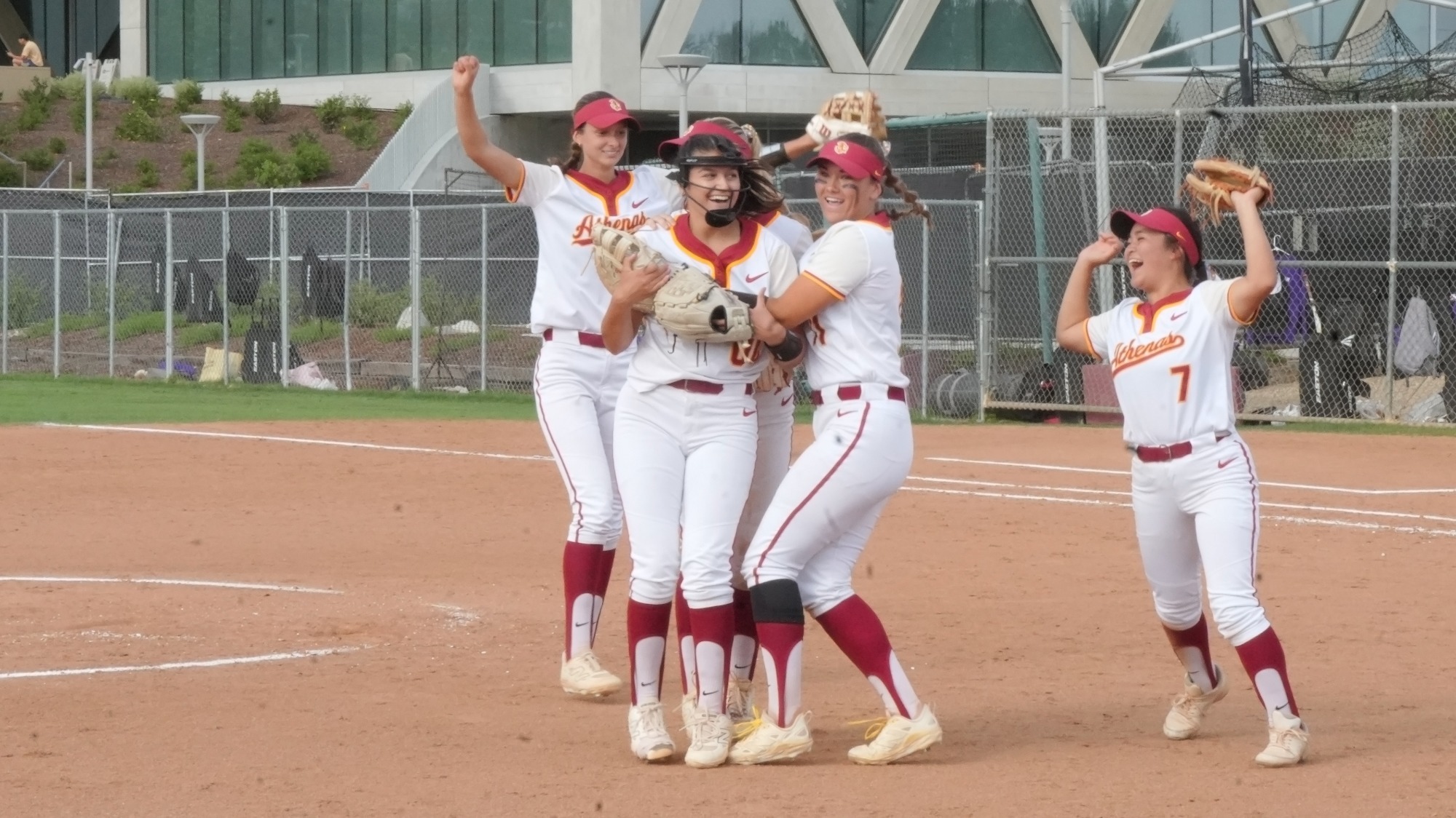 Hannah Adams celebrating her no-hitter