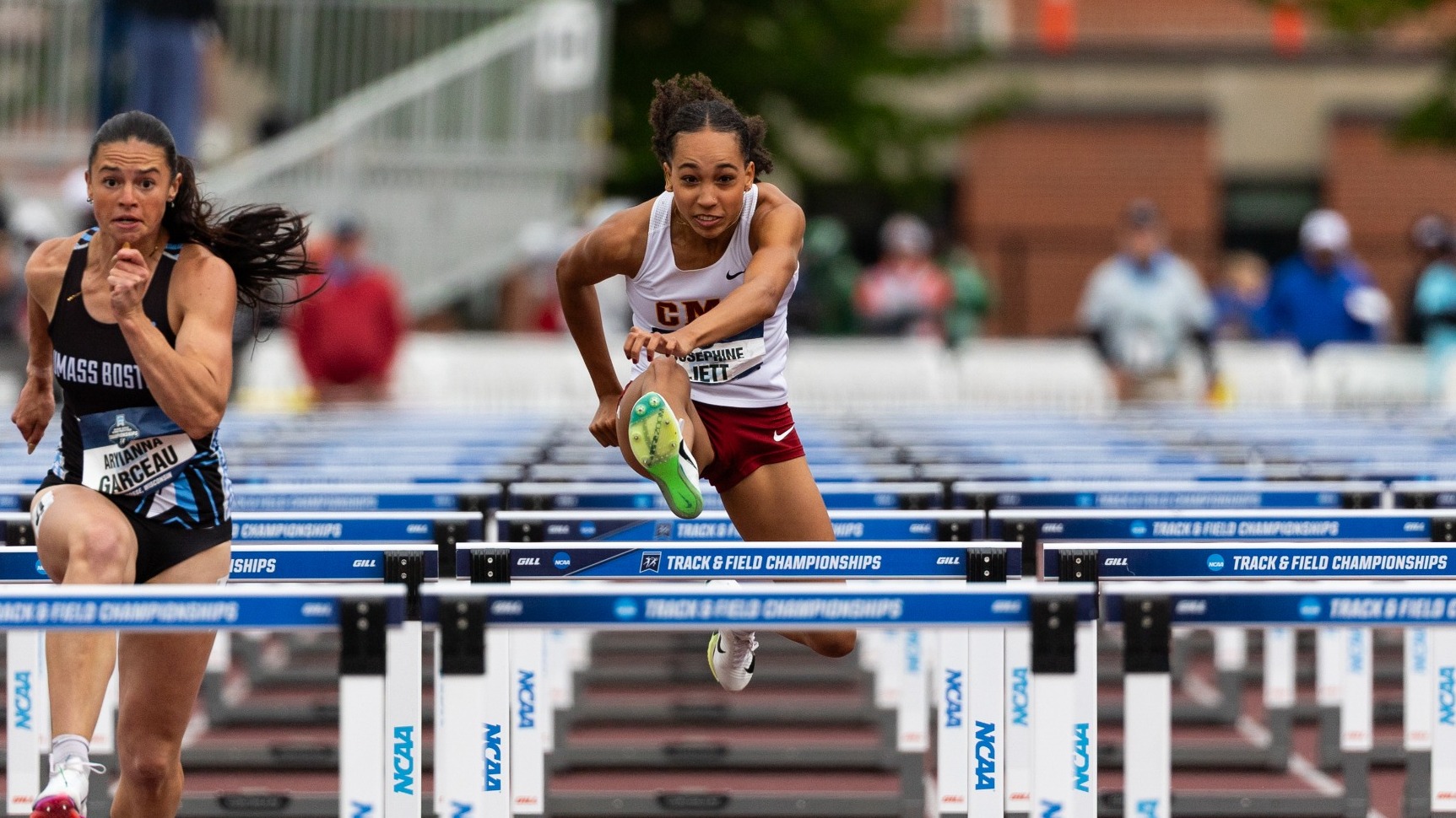 Josephine Jett in the hurdles