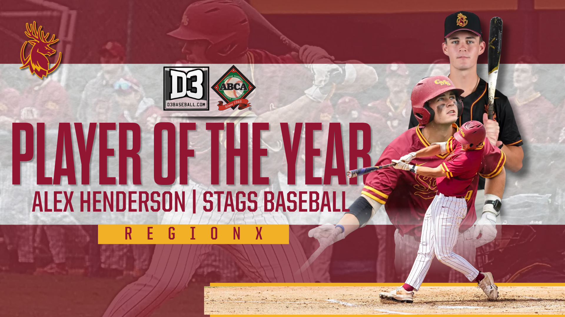 Alex Henderson action shots with the words Player of the Year Region X