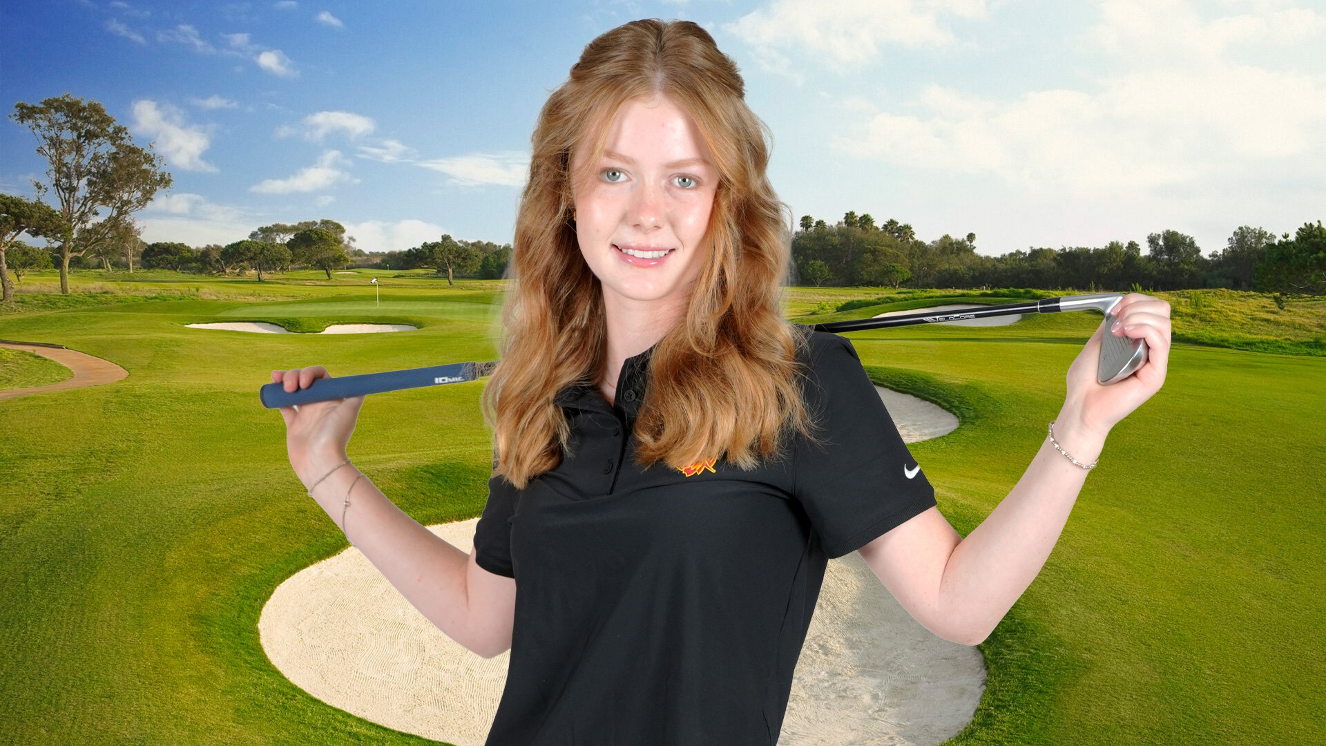 Kate Keith posed shot with Olivas Links behind her