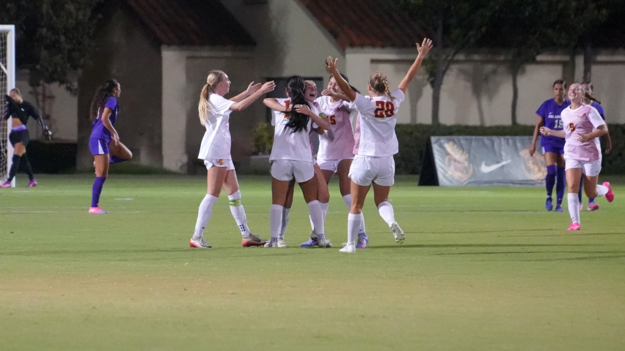 CMS Women's Soccer celebration