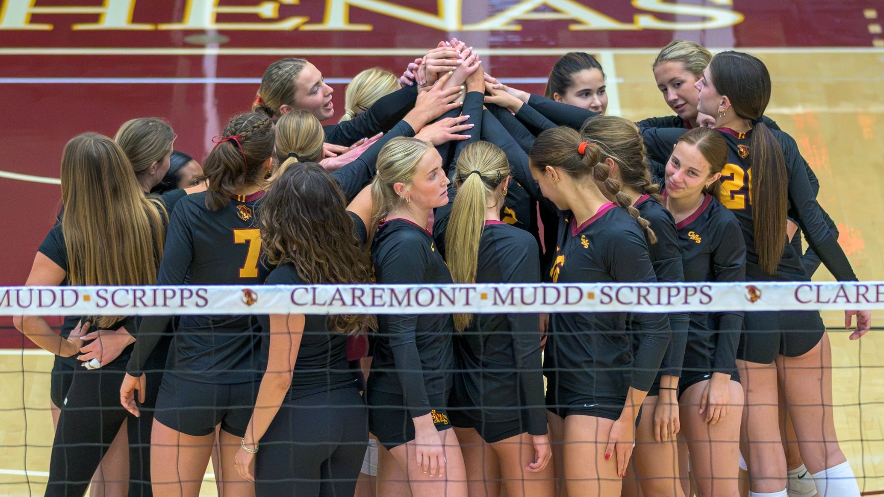 CMS Volleyball team huddle