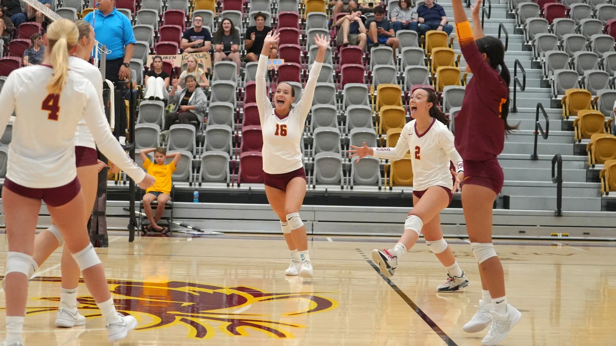 Volleyball Celebrating a point against Westminster