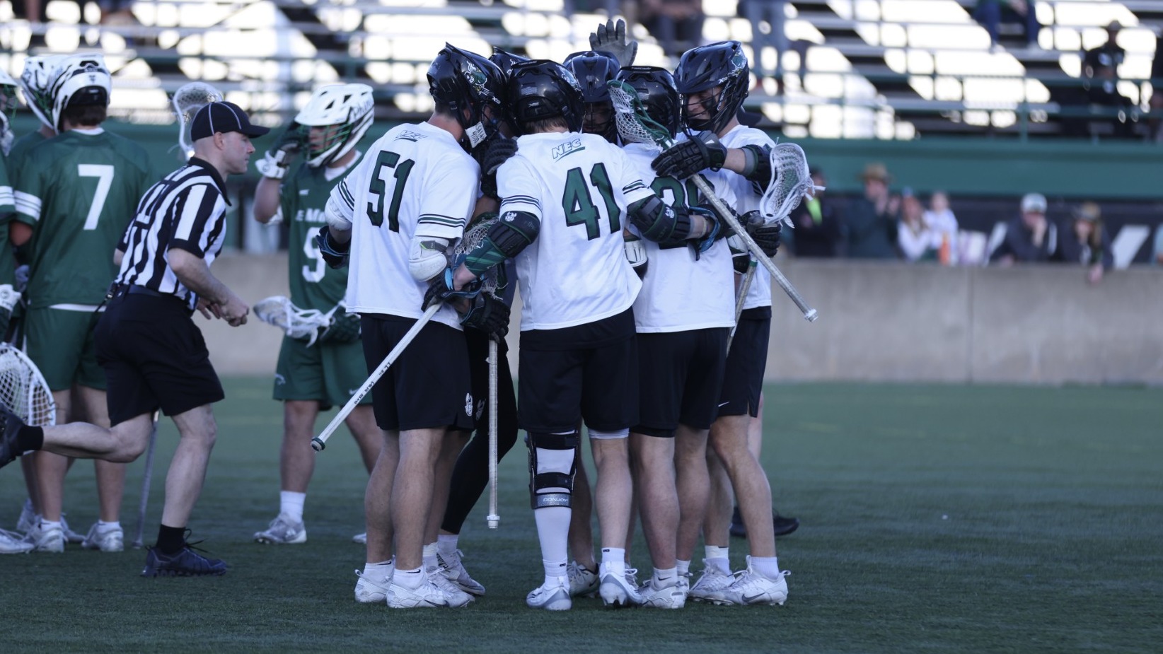 Lacrosse team huddle