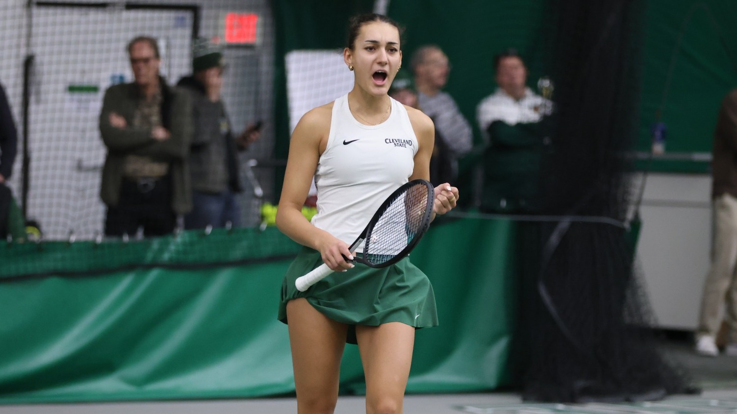 Melliz Petkova Mustafa celebrates a winning point