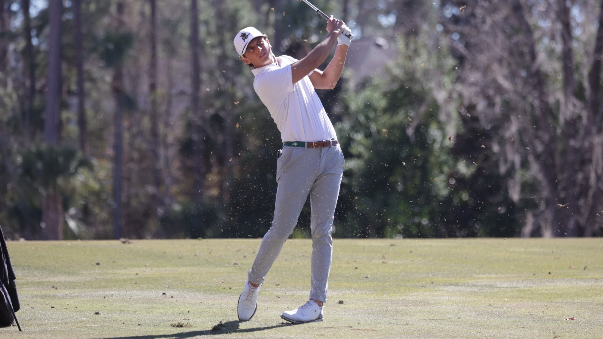 Brody Simms hits from the fairway.