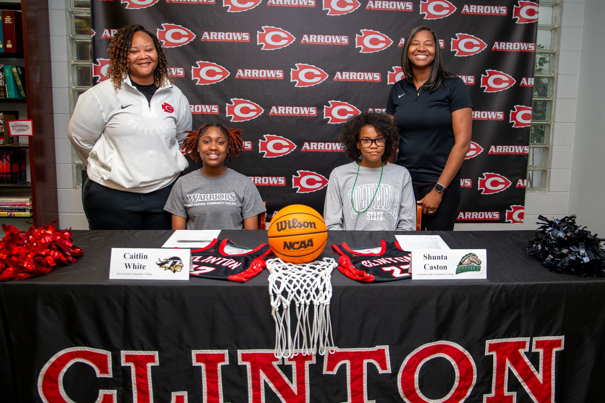 Shunta Caston and Caitlin White both signed to receive scholarships and play basketball on the college level Monday morning. Caston committed to Columbia State Community College and White committed to Columbia State Community College. 
