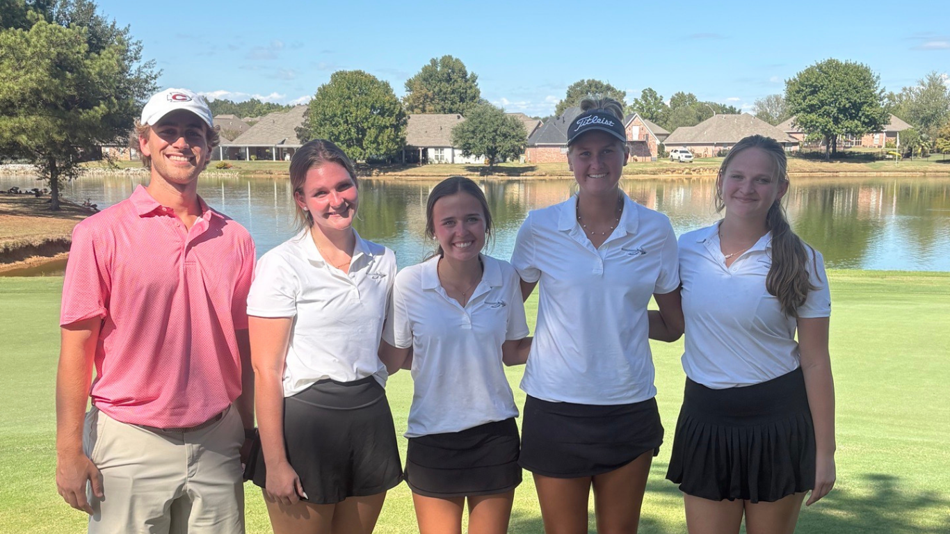The 2026 Clinton Women's Golf team pose for a team photo at the MHSAA Class 7A State Championships in Pearl.