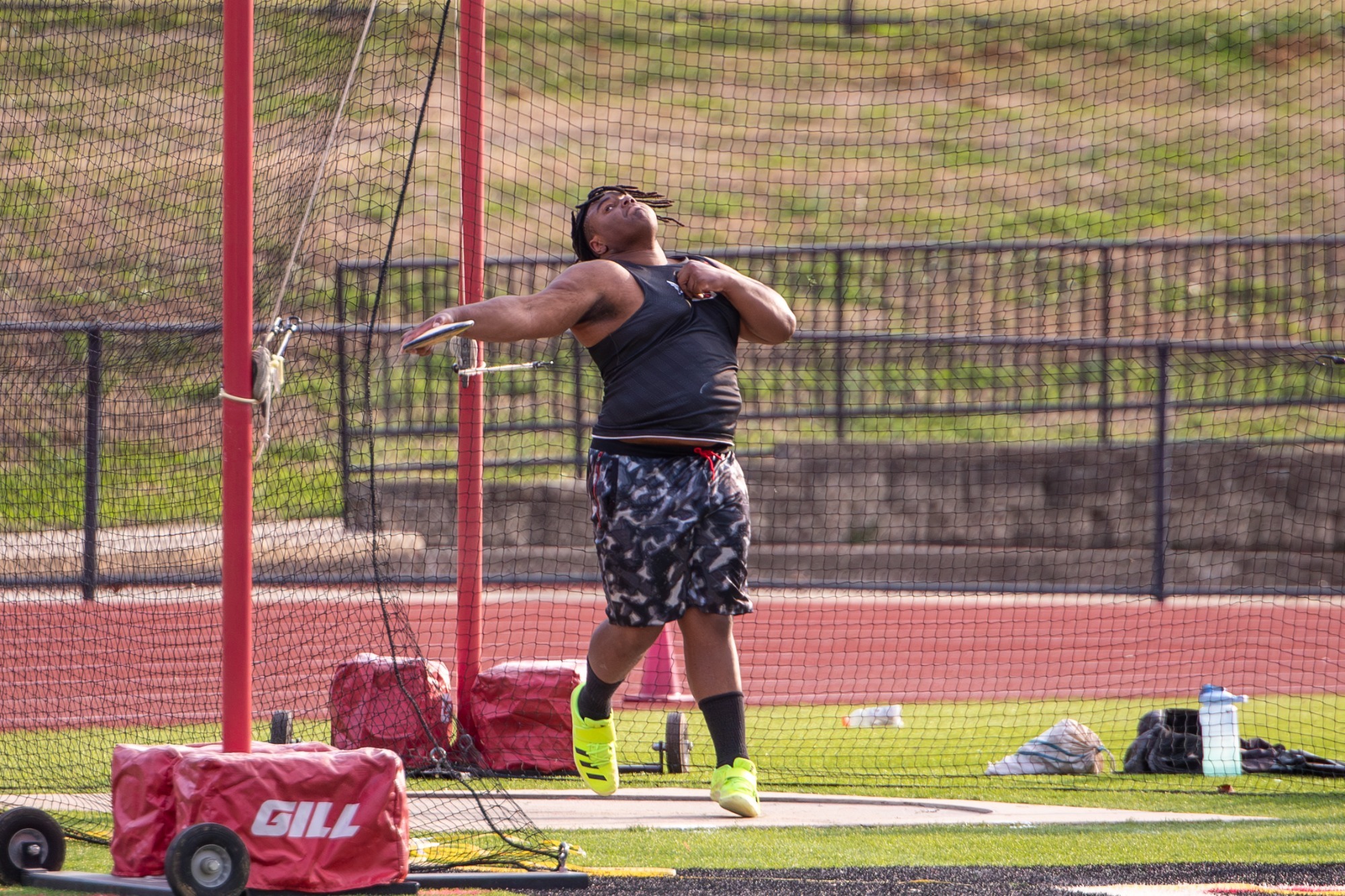 CHS Junior Nathan Perkins hurls the discus at the CHS Season Opener at Arrow Field.