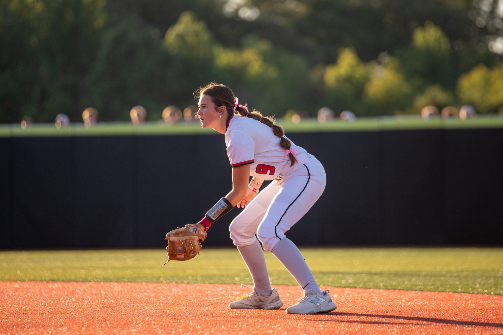 Anna Raines anticipates a ground ball from home plate against the Hernando Lady Tigers on Saturday, May 2, at Clinton High School.