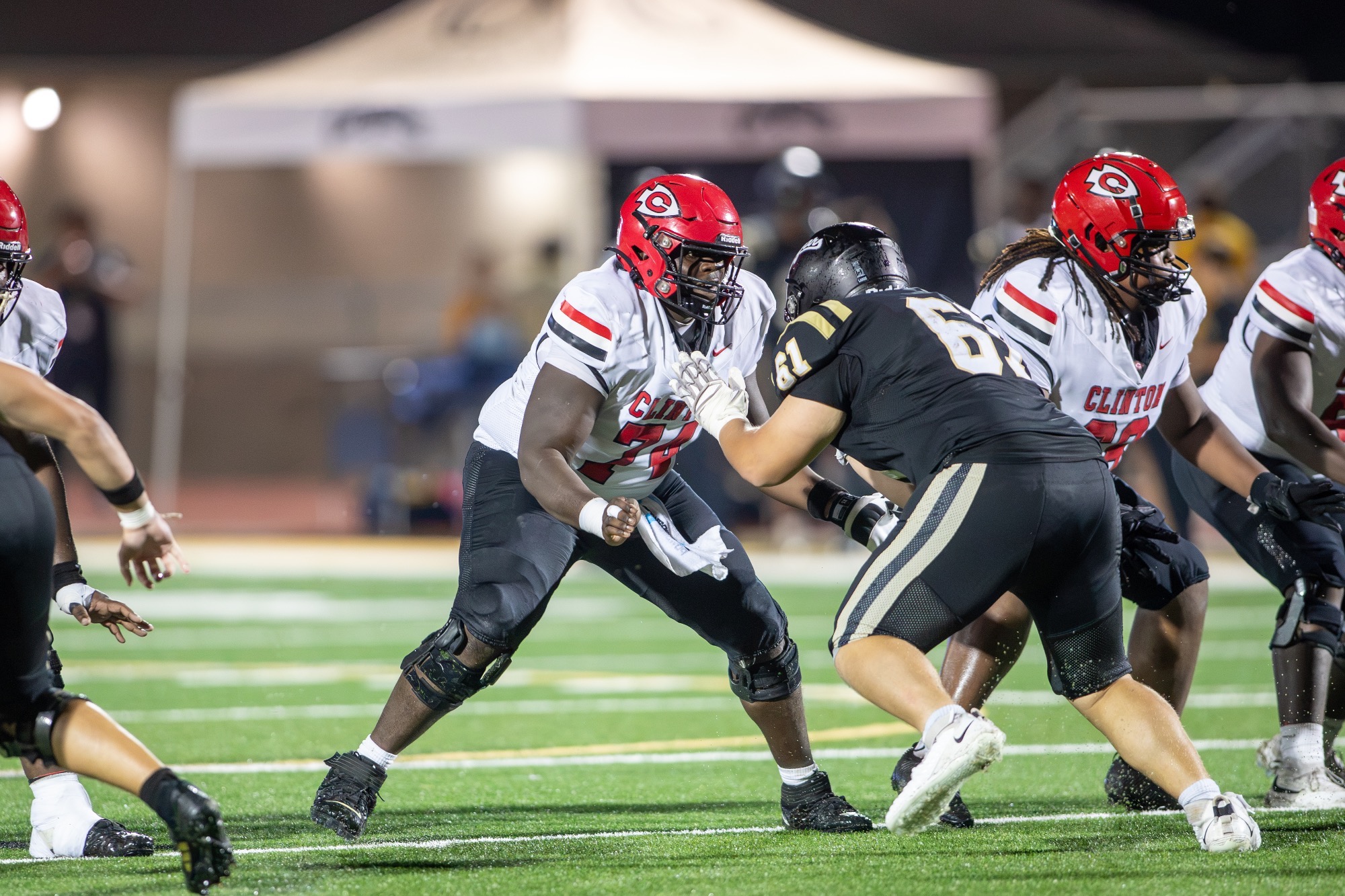 Tyboris Loftin, Jr., blocks a rushing Northwest Rankin Cougar in a non-district game on September 4 at Cougar Stadium in Flowood.