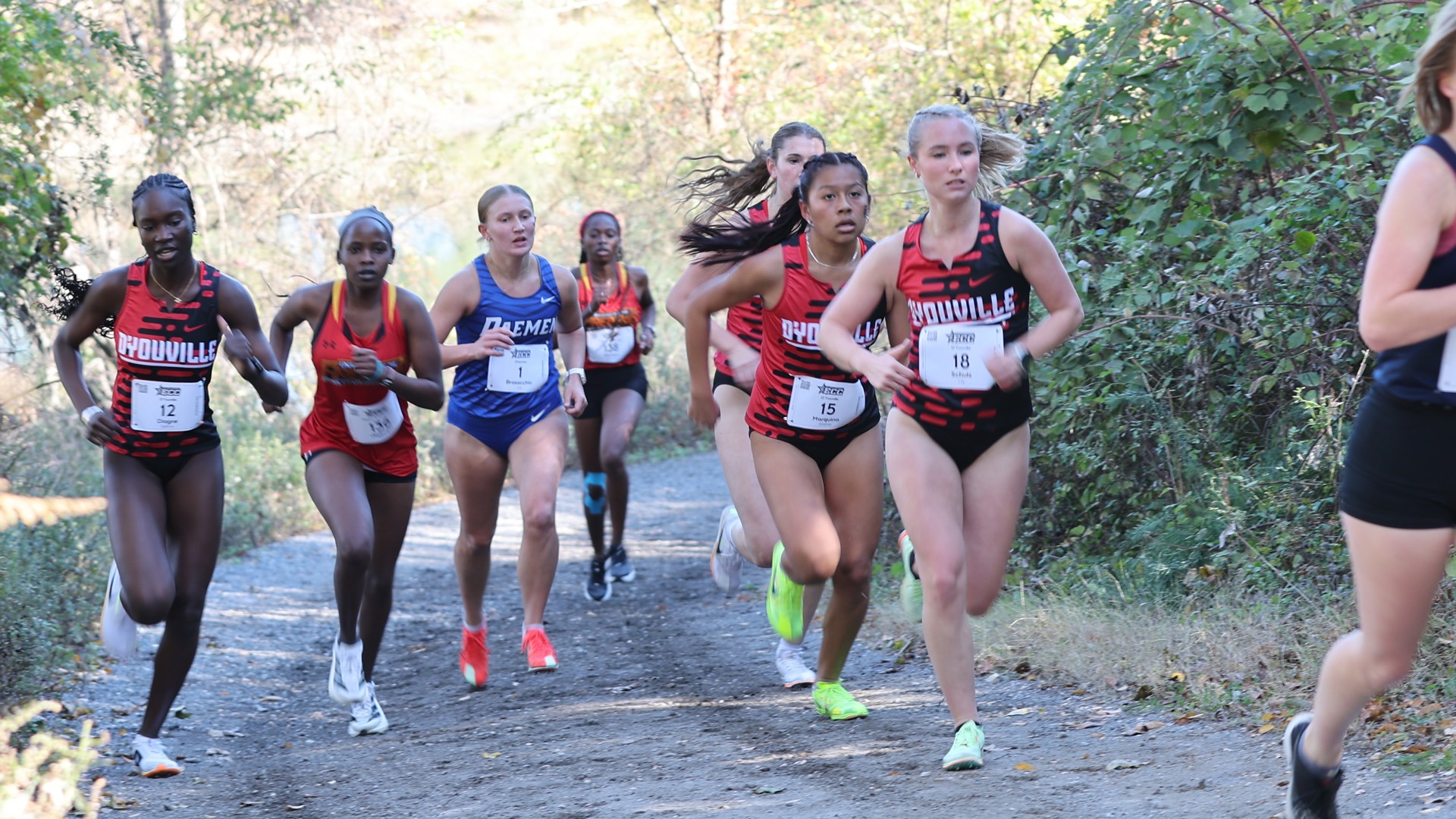 WXC team running up a hill