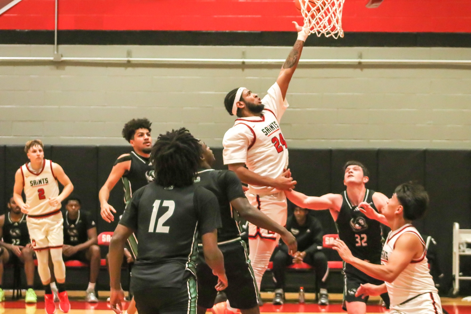 Thompson going up for a layup