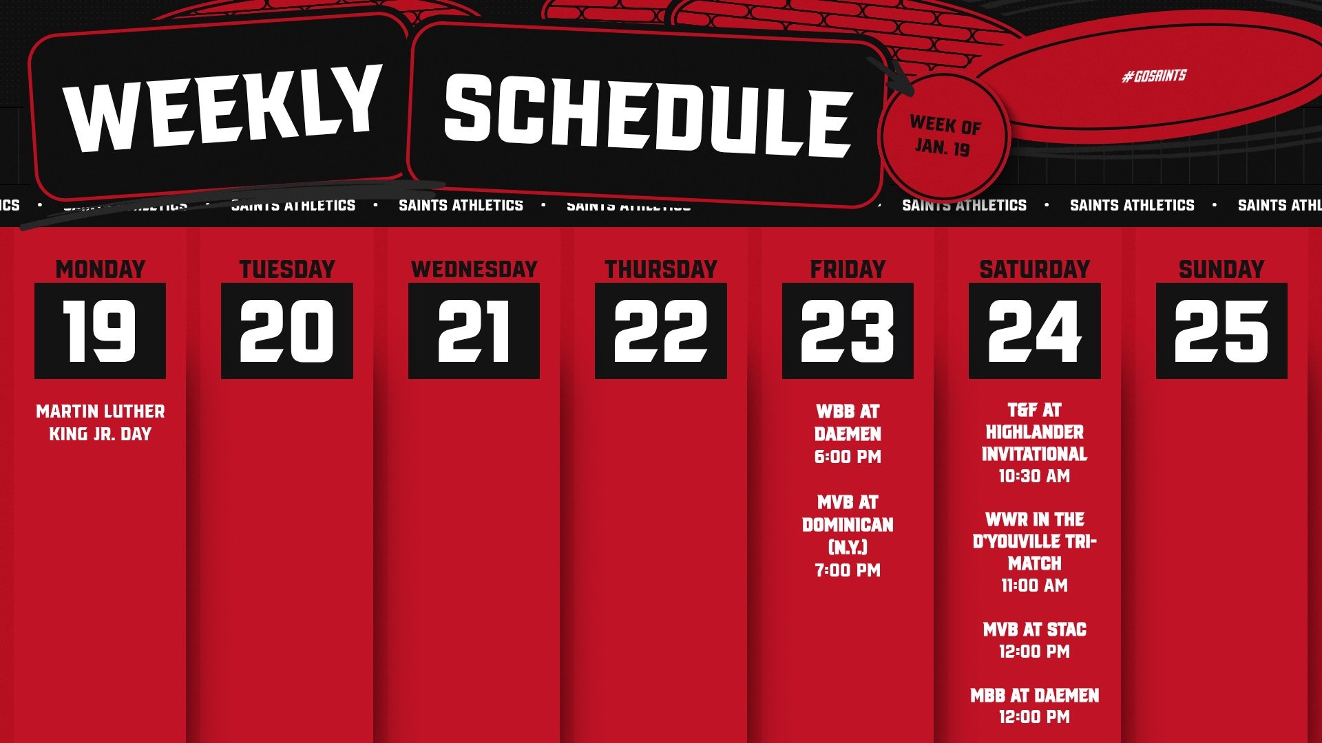 weekly schedule jan 19