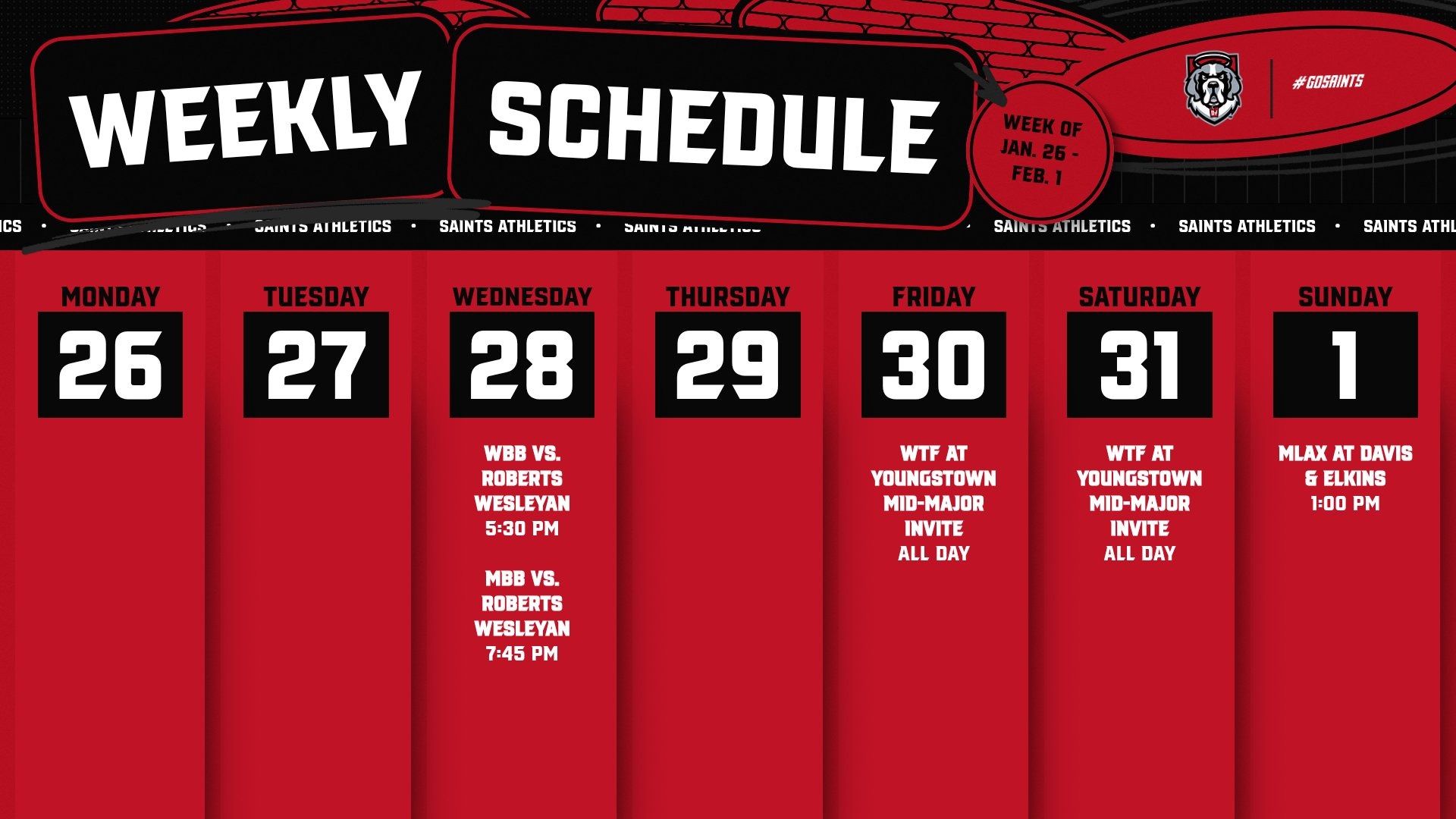 Weekly preview Jan 26 - Feb 1