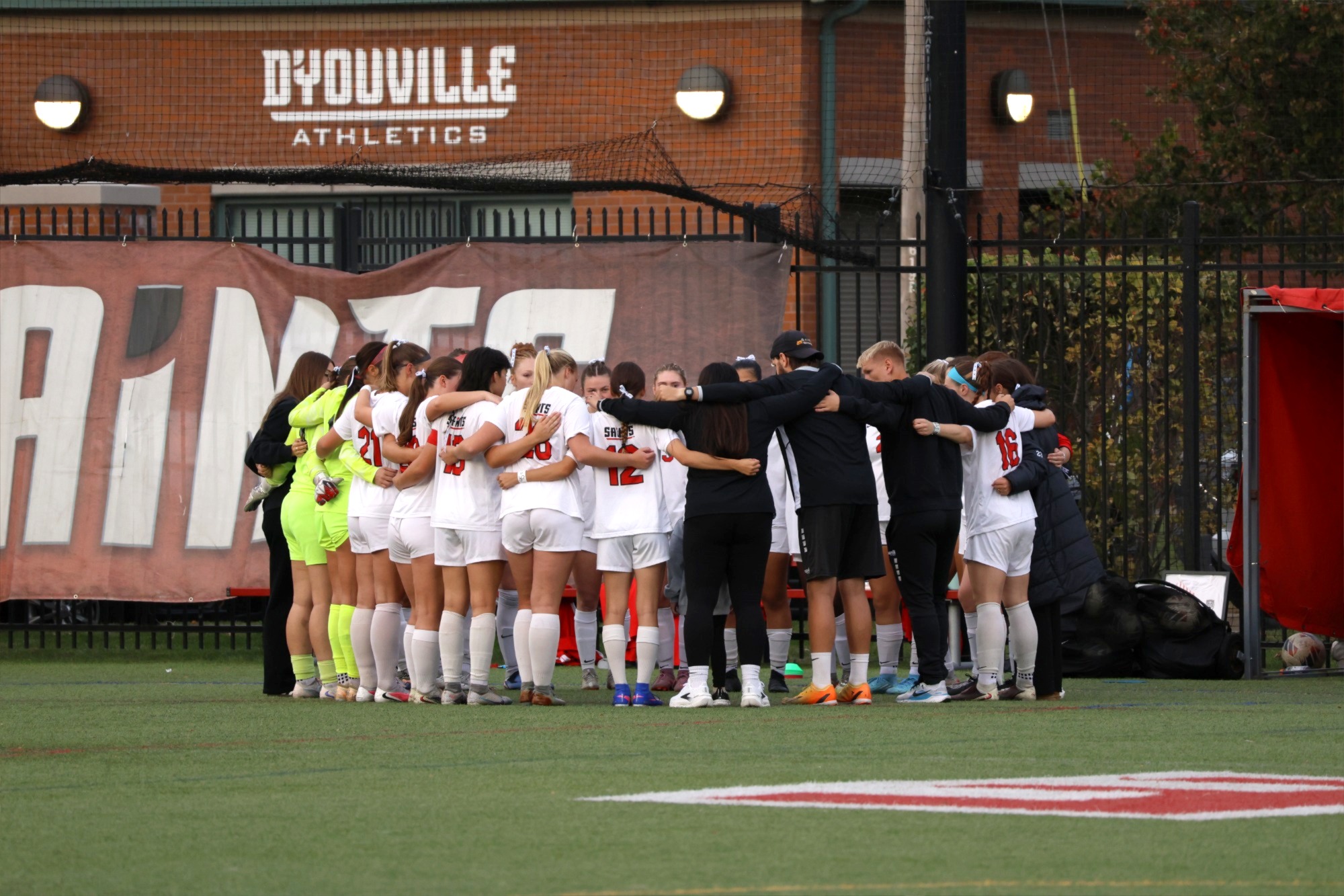 D'Youville Women's Huddles Before the Game 