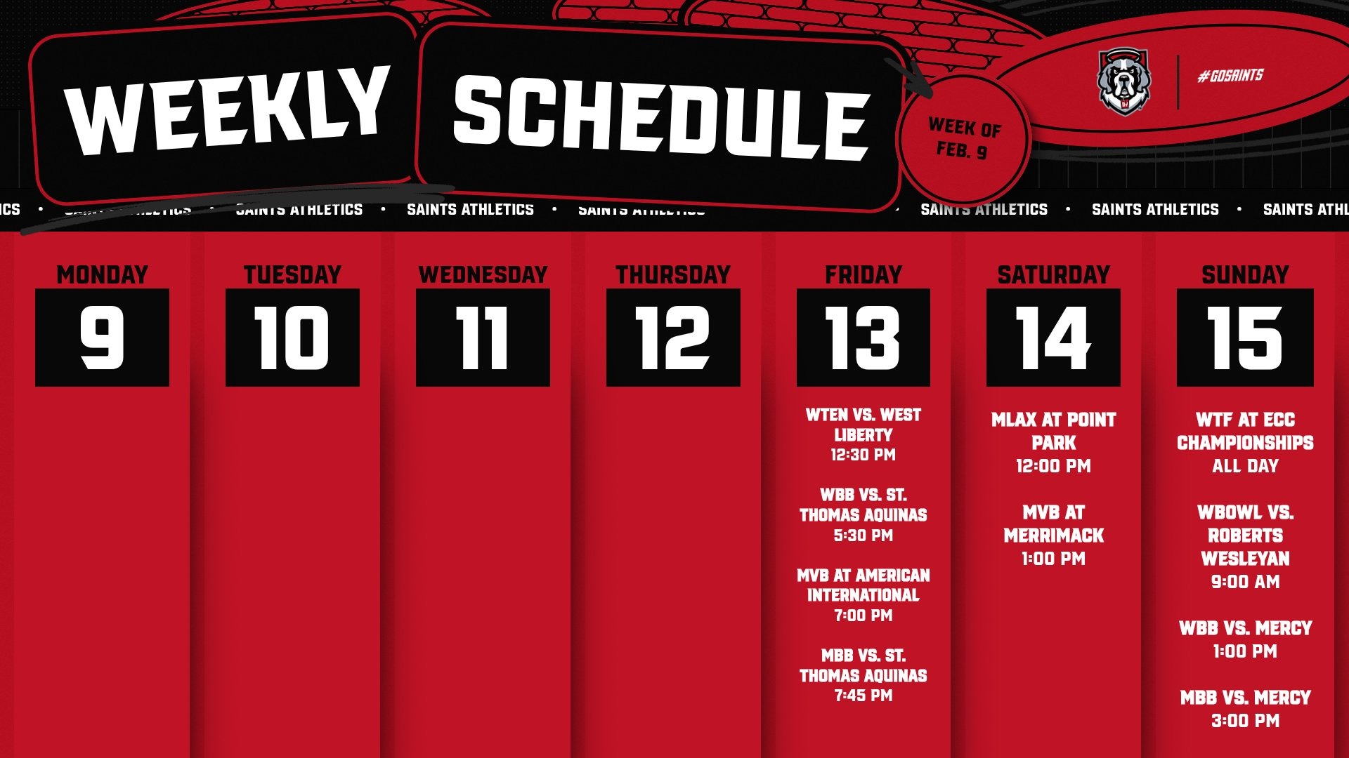 Weekly preview Feb. 9-15