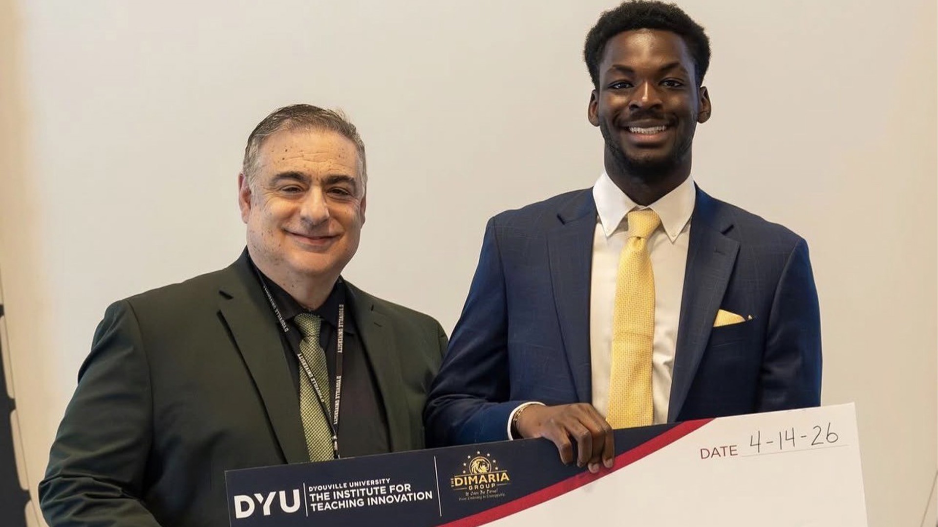 Kwame winning the inaugural DiMaria Emerging Entrepreneur Challenge