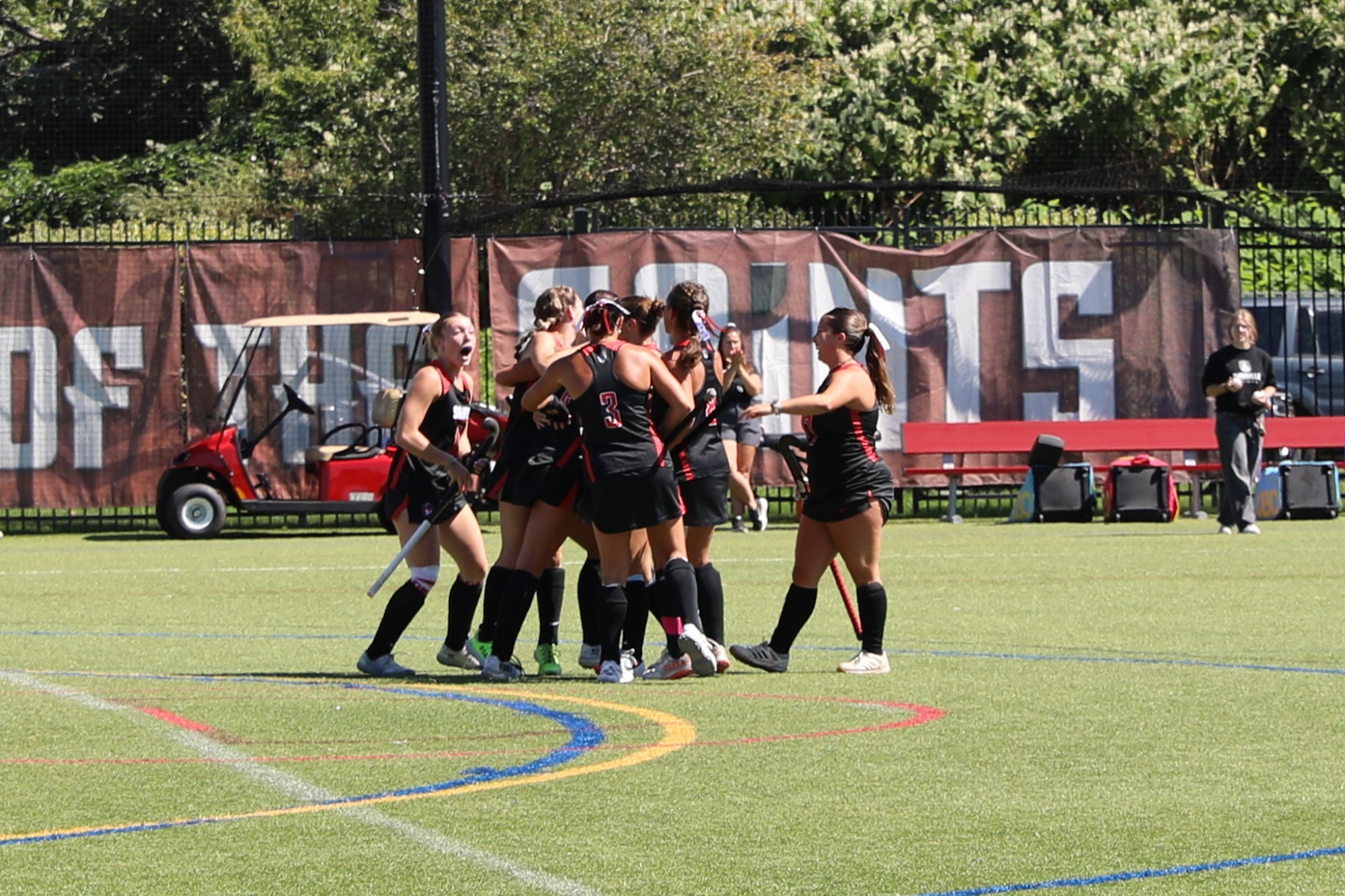 Field Hockey Team Celebrates a Goal 