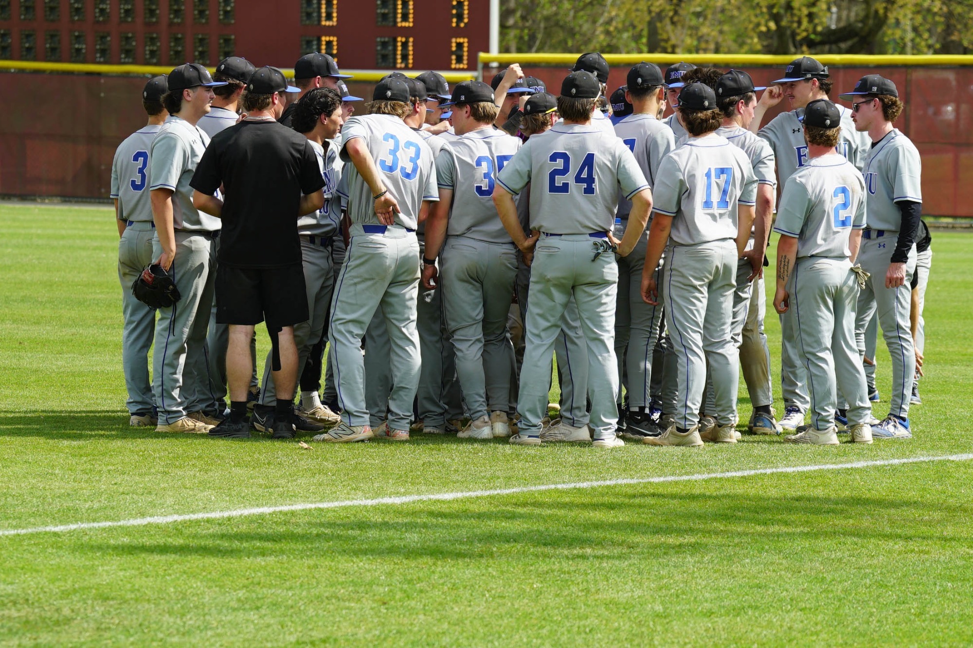 Baseball Team Huddle at H-SC 2025