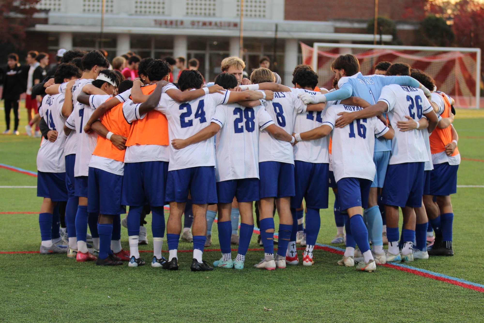 Men's Soccer Team Huddle 2026 ODAC QF at Lynchburg
